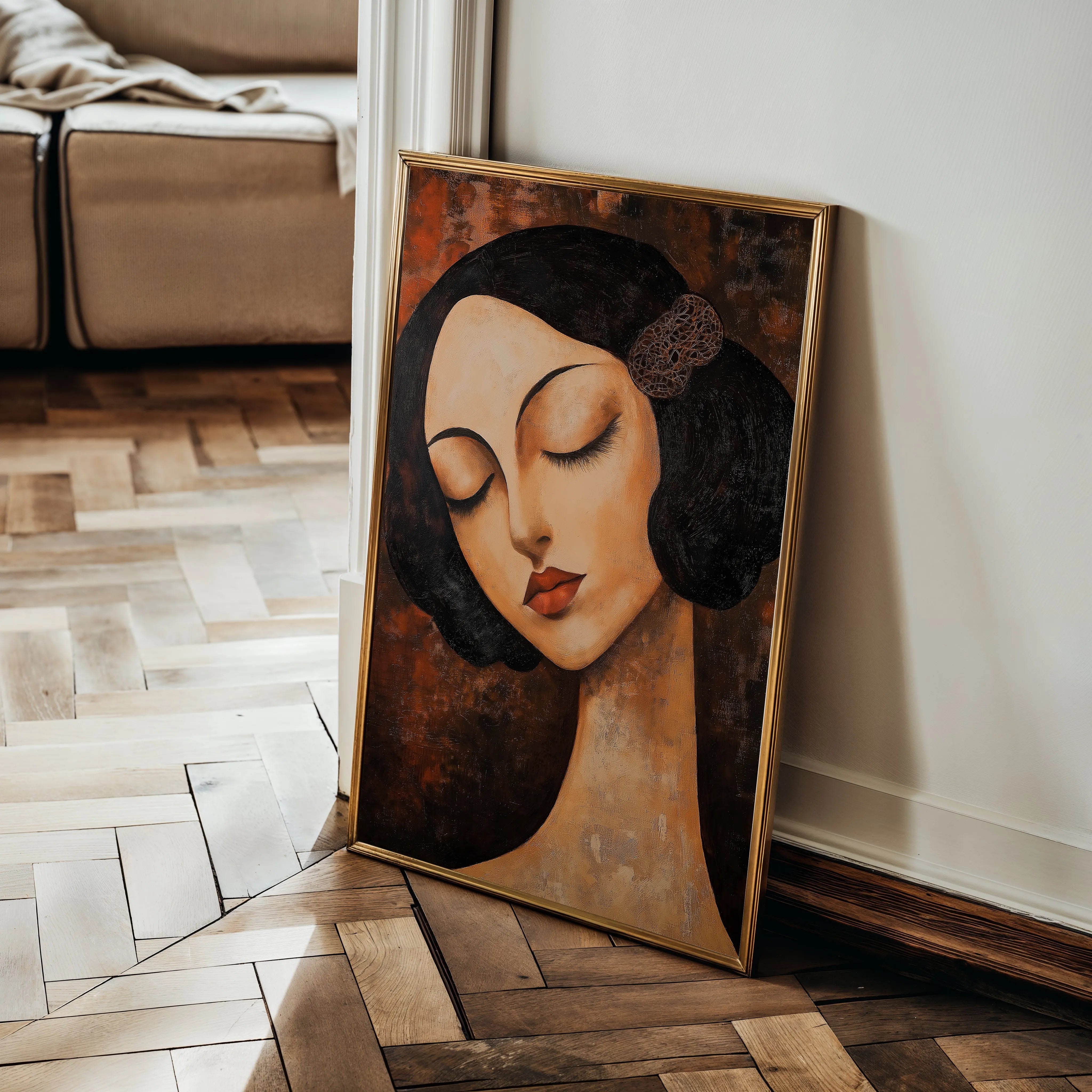 Portrait 043 Canvas Art 18" x 24" / 45 x 60 cm / Black