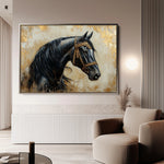 Horses 044 Canvas Art 18" x 24" / 45 x 60 cm / Black