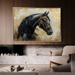 Horses 044 Canvas Art 18" x 24" / 45 x 60 cm / Black