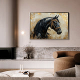 Horses 044 Canvas Art 18" x 24" / 45 x 60 cm / Black