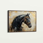 Horses 044 Canvas Art 18" x 24" / 45 x 60 cm / Black