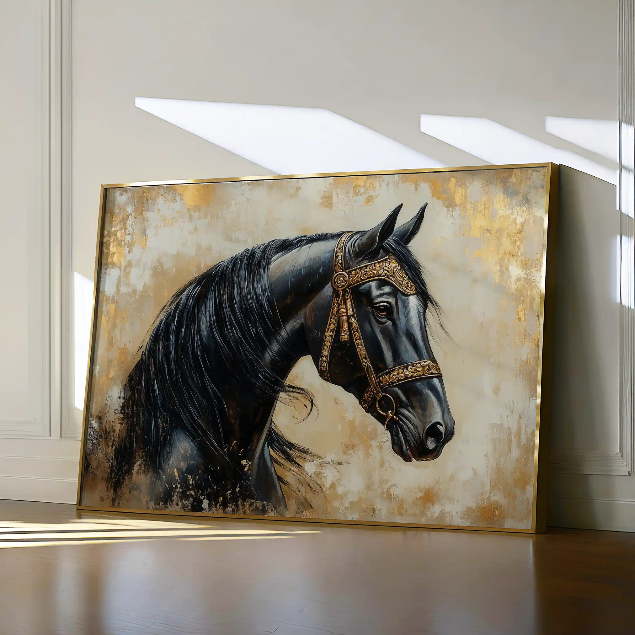 Horses 044 Canvas Art 60 x 40 cm / Black