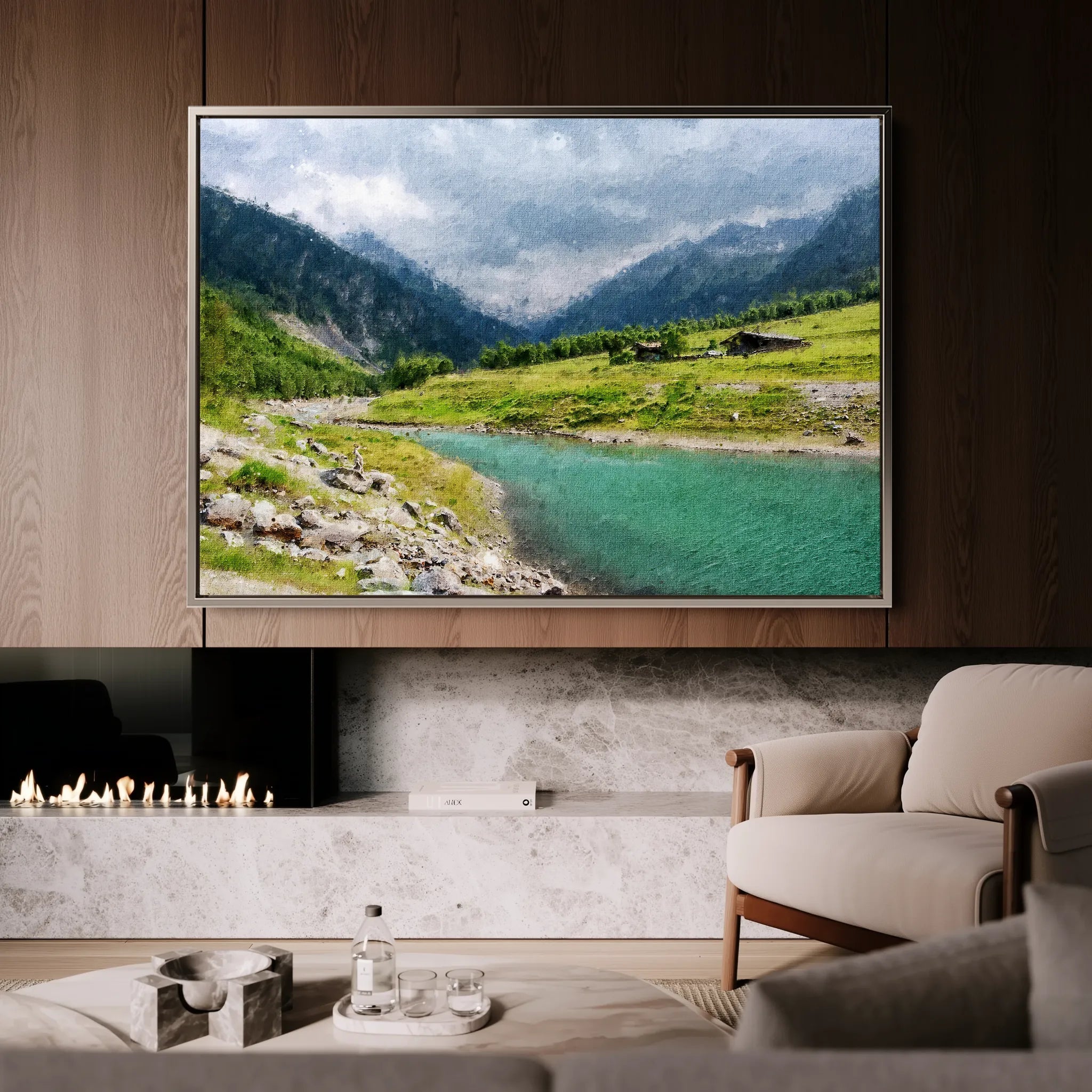 Landscape 044 Canvas Art 18" x 24" / 45 x 60 cm / Black