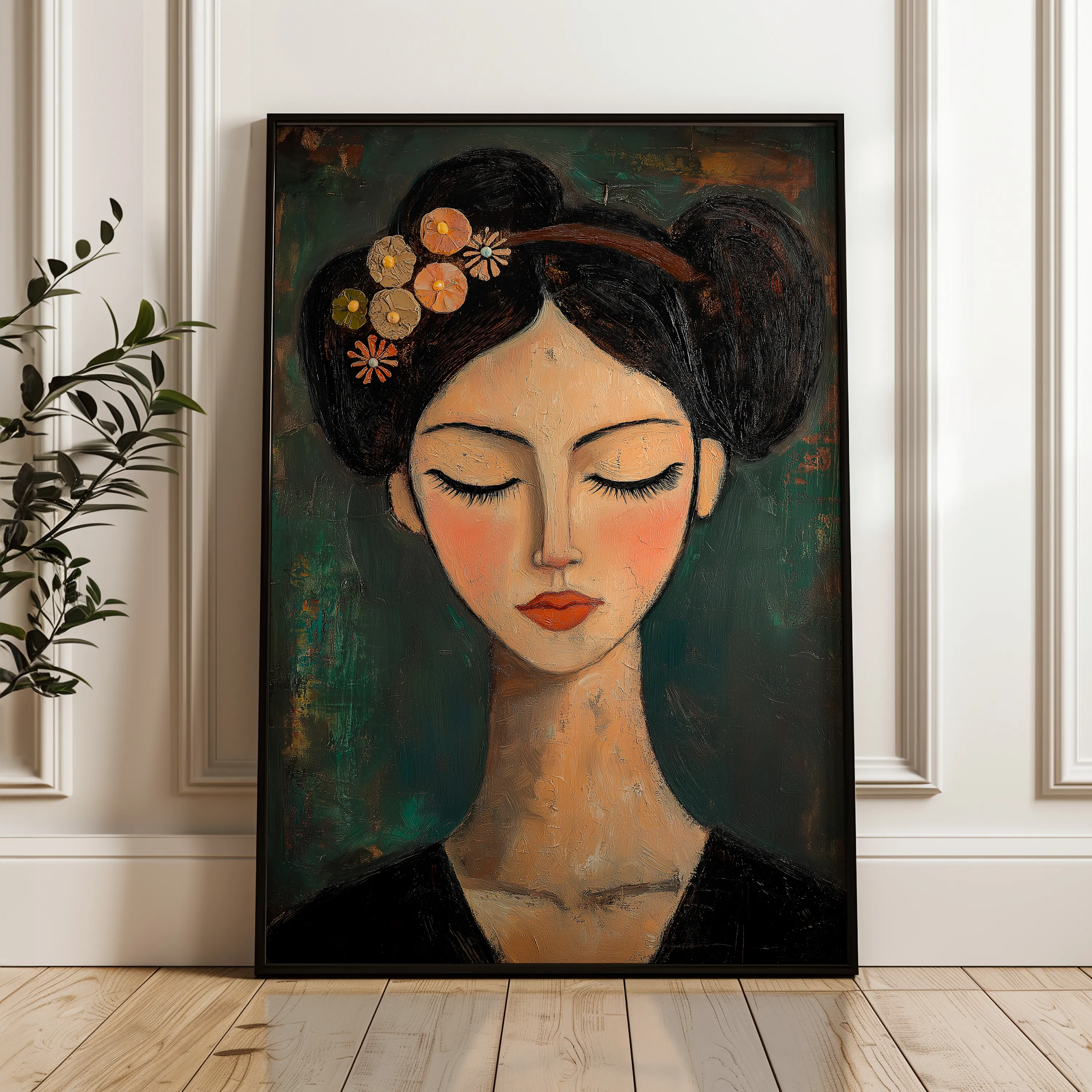 Portrait 044 Canvas Art 18" x 24" / 45 x 60 cm / Black