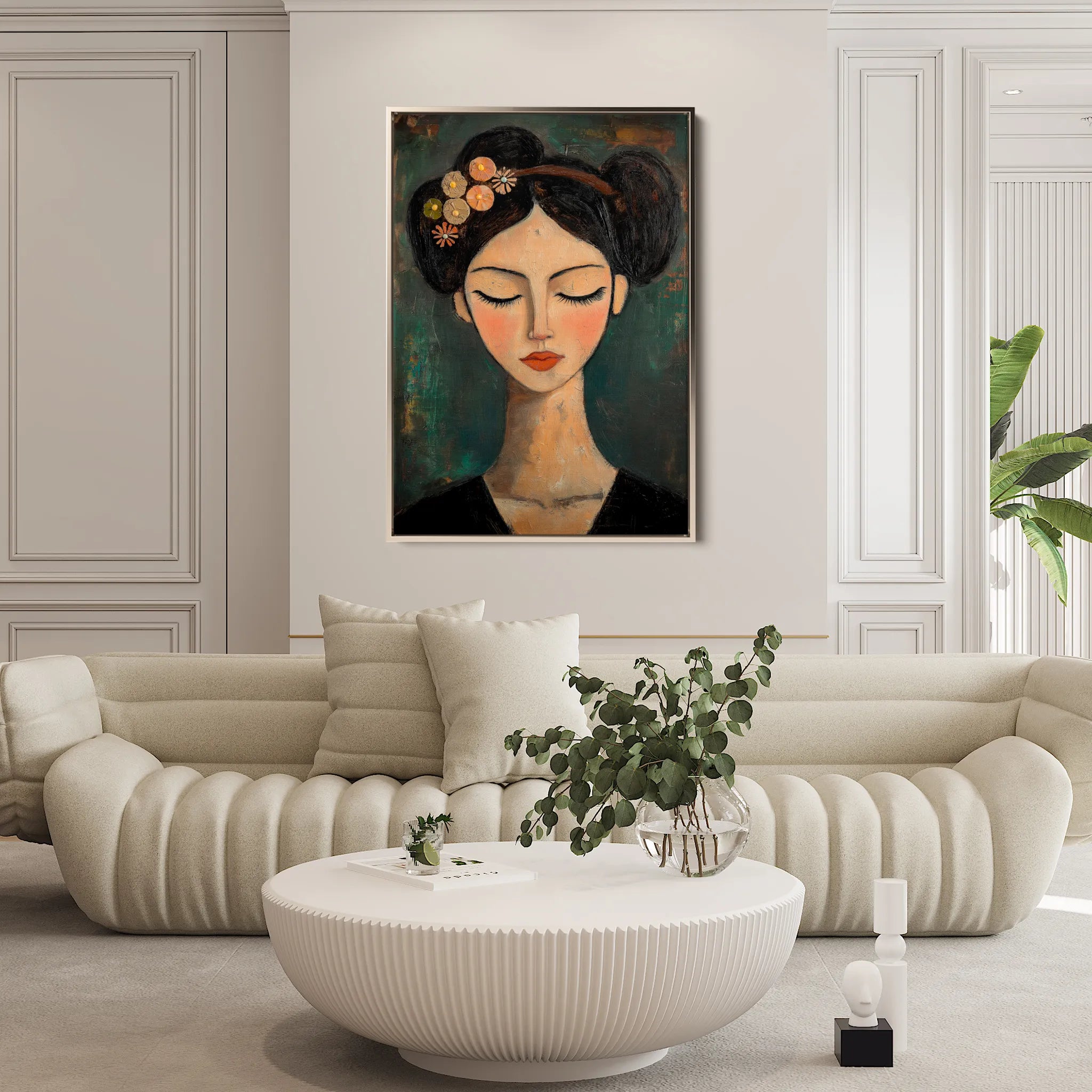 Portrait 044 Canvas Art 18" x 24" / 45 x 60 cm / Black
