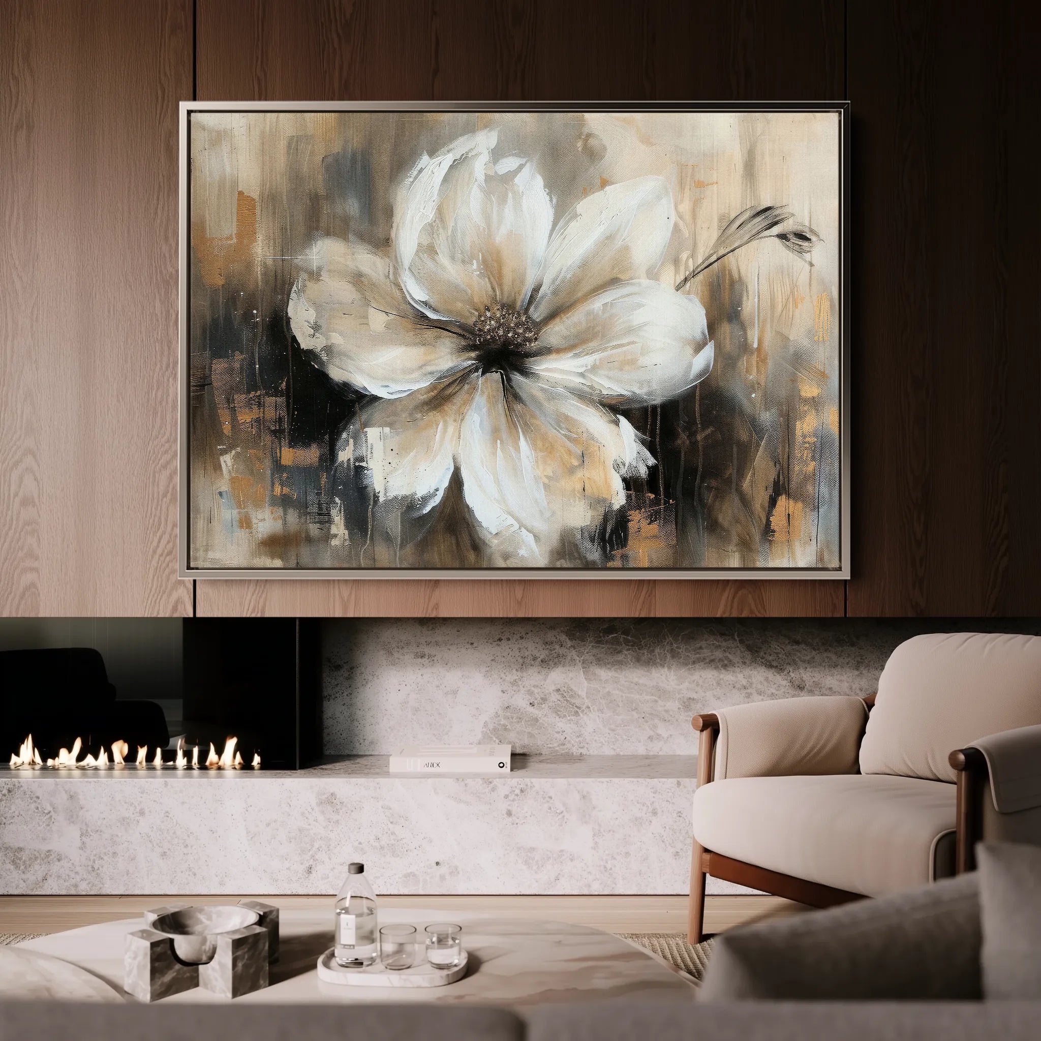 Floral 045 Canvas Art 18" x 24" / 45 x 60 cm / Black
