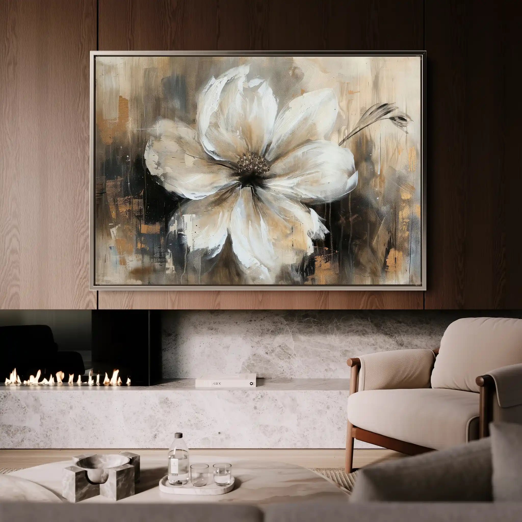 Floral 045 Canvas Art 60 x 40 cm / Black