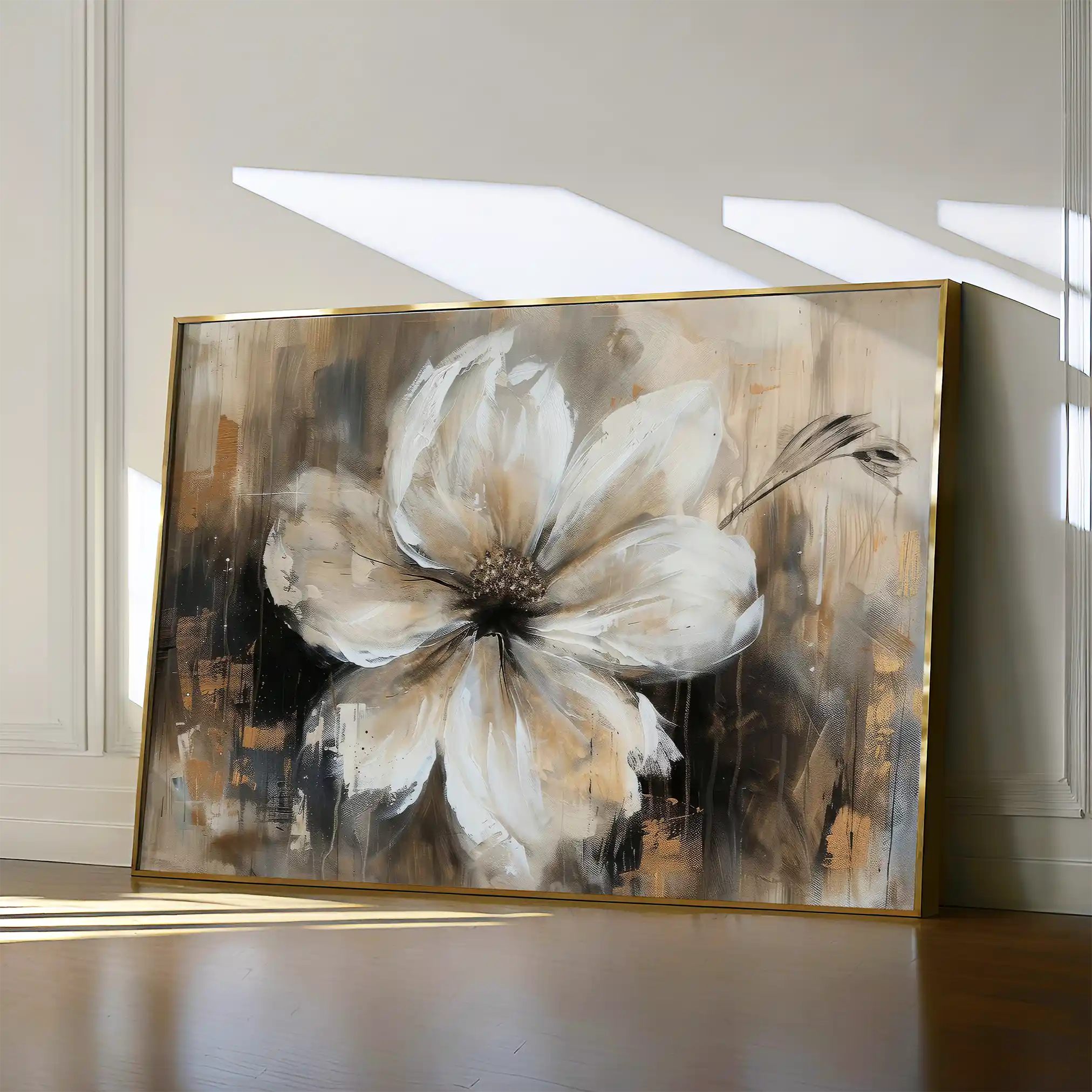Floral 045 Canvas Art 60 x 40 cm / Black