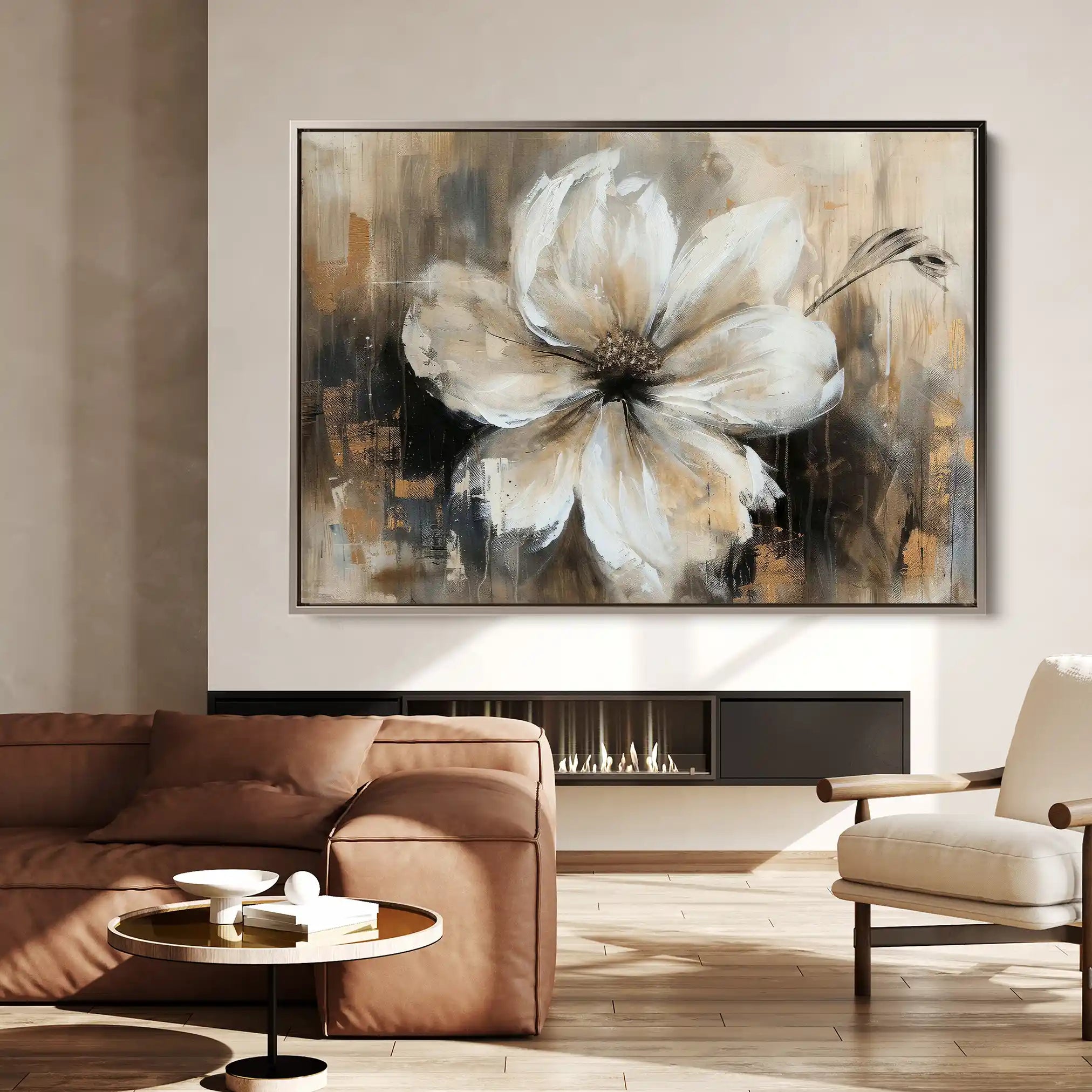 Floral 045 Canvas Art 60 x 40 cm / Black
