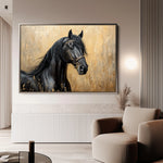 Horses 045 Canvas Art 18" x 24" / 45 x 60 cm / Black