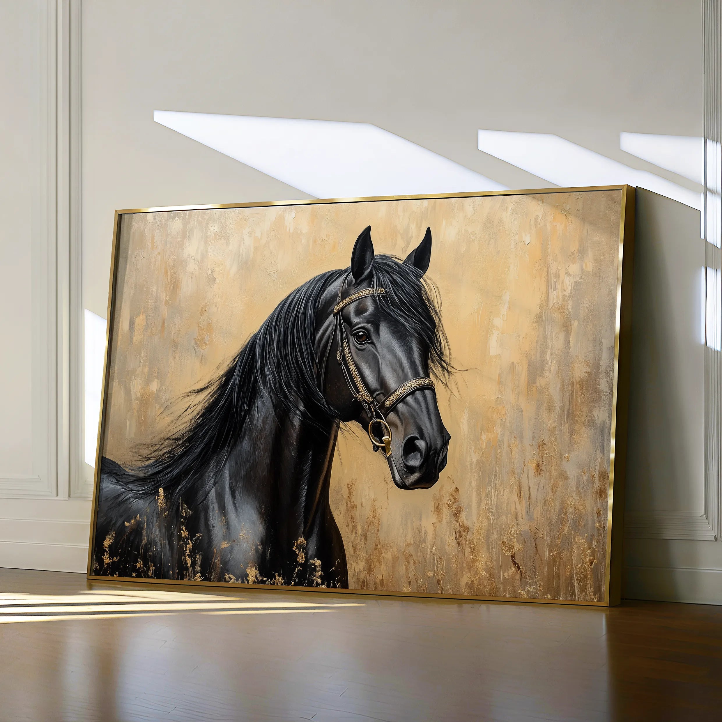 Horses 045 Canvas Art 18" x 24" / 45 x 60 cm / Black