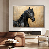 Horses 045 Canvas Art 18" x 24" / 45 x 60 cm / Black