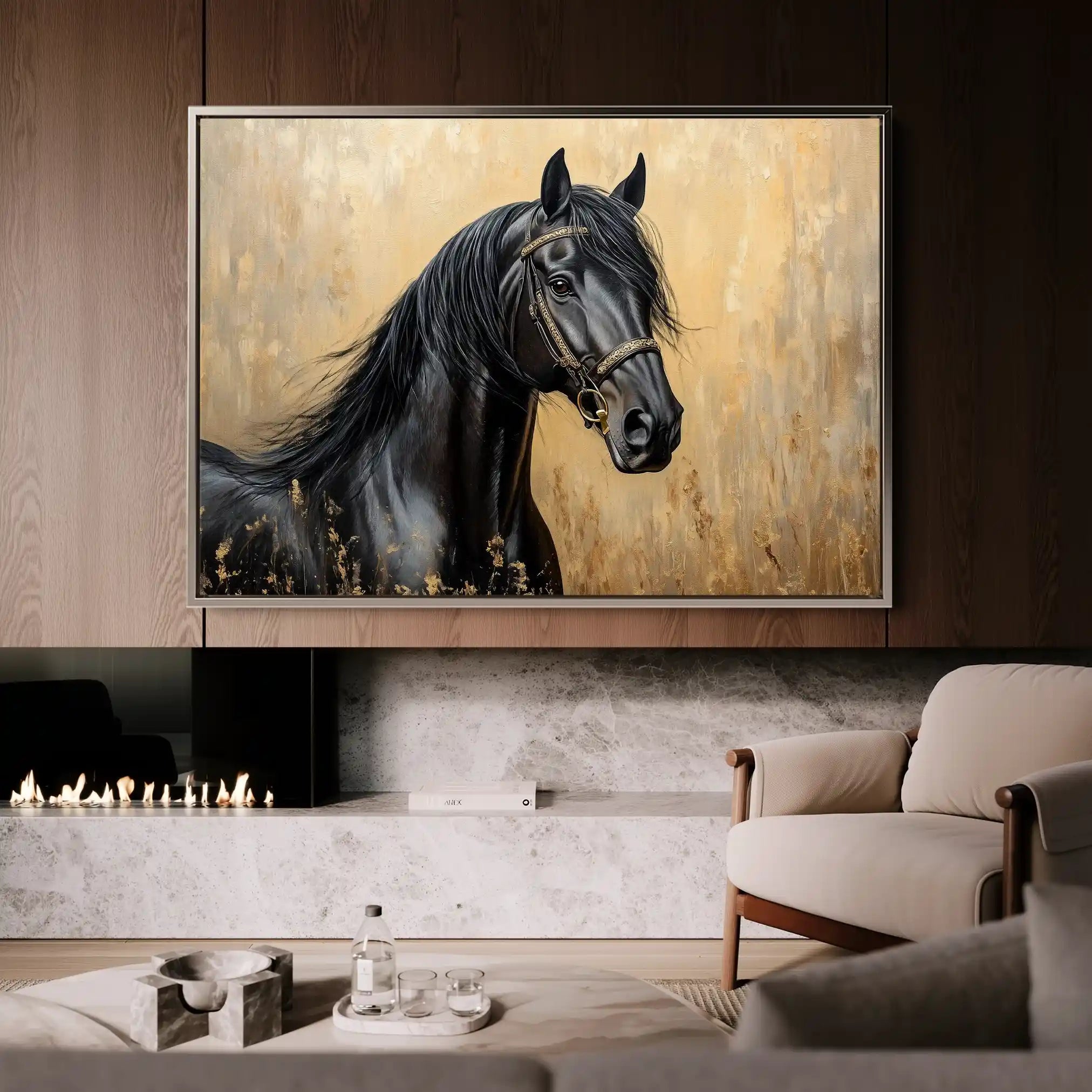 Horses 045 Canvas Art 60 x 40 cm / Black