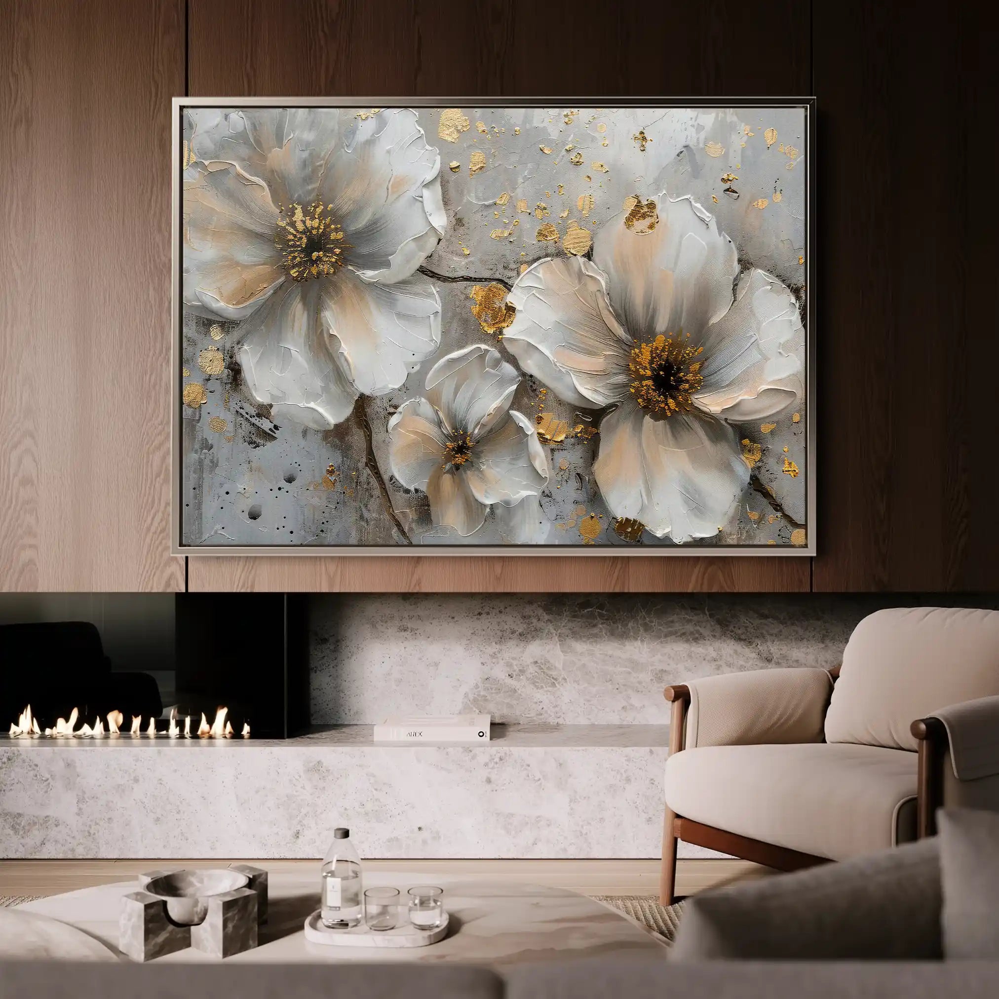 Floral 046 Canvas Art 60 x 40 cm / Black