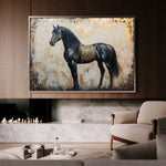 Horses 046 Canvas Art 18" x 24" / 45 x 60 cm / Black