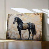 Horses 046 Canvas Art 18" x 24" / 45 x 60 cm / Black