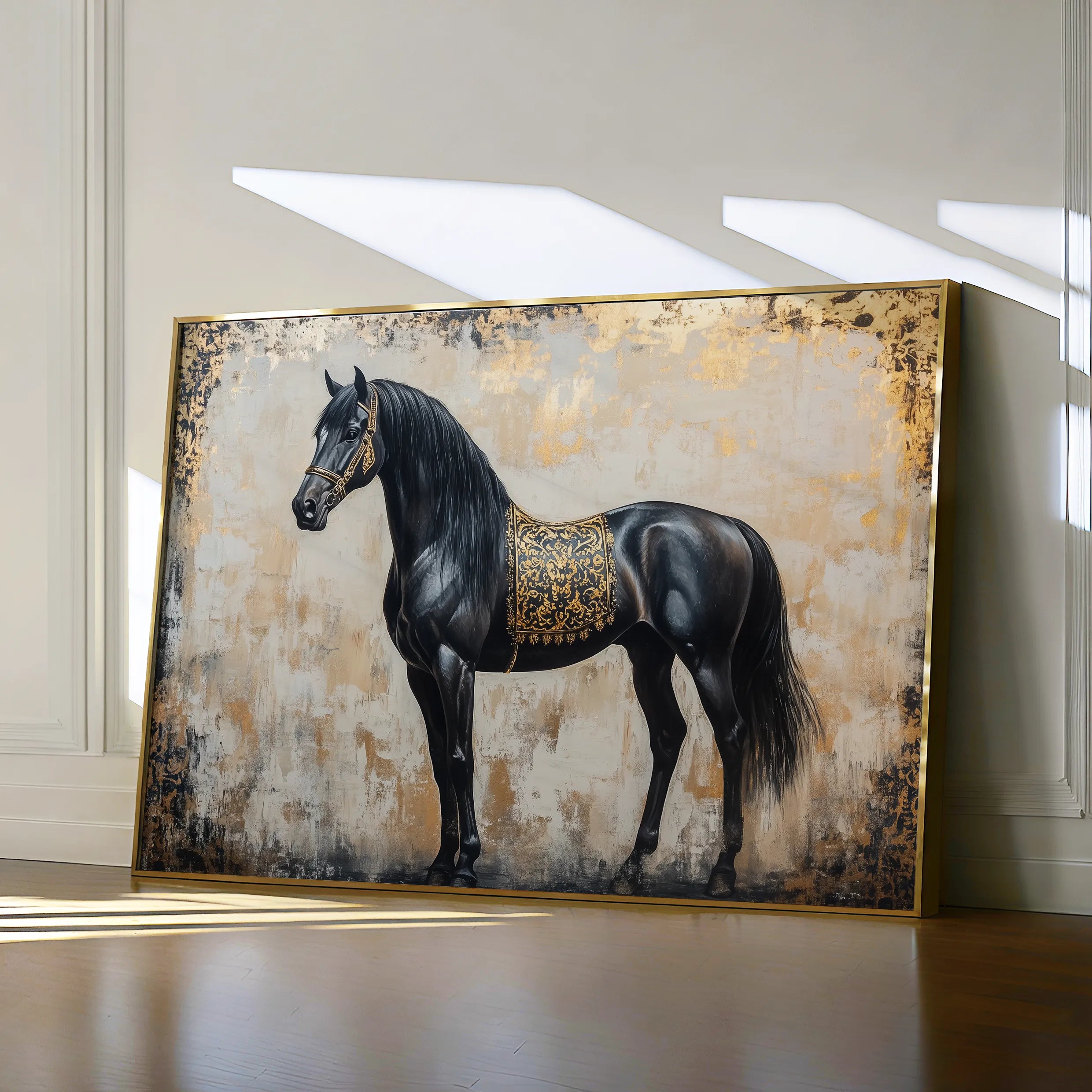 Horses 046 Canvas Art 18" x 24" / 45 x 60 cm / Black