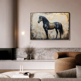 Horses 046 Canvas Art 18" x 24" / 45 x 60 cm / Black