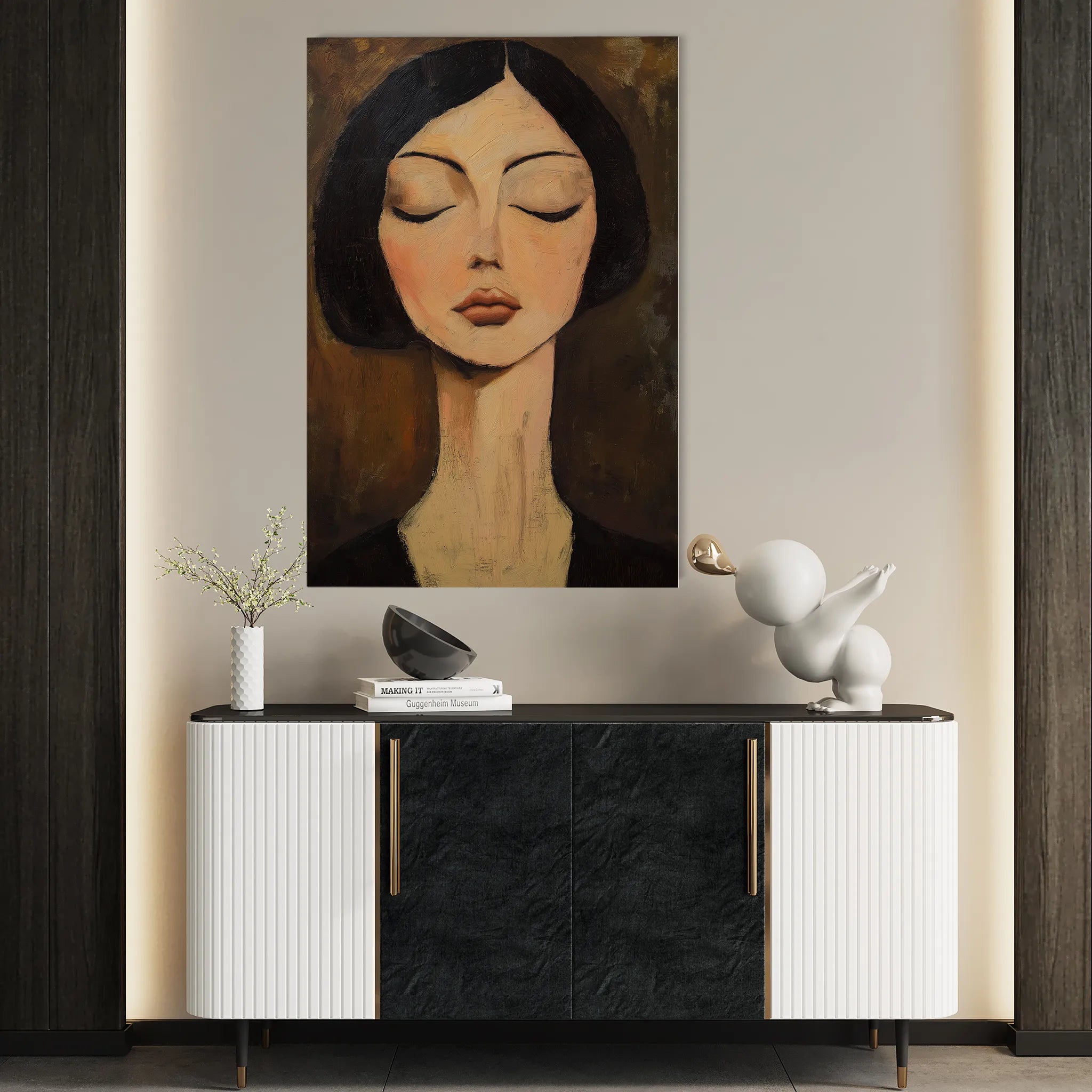 Portrait 046 Canvas Art 18" x 24" / 45 x 60 cm / Black
