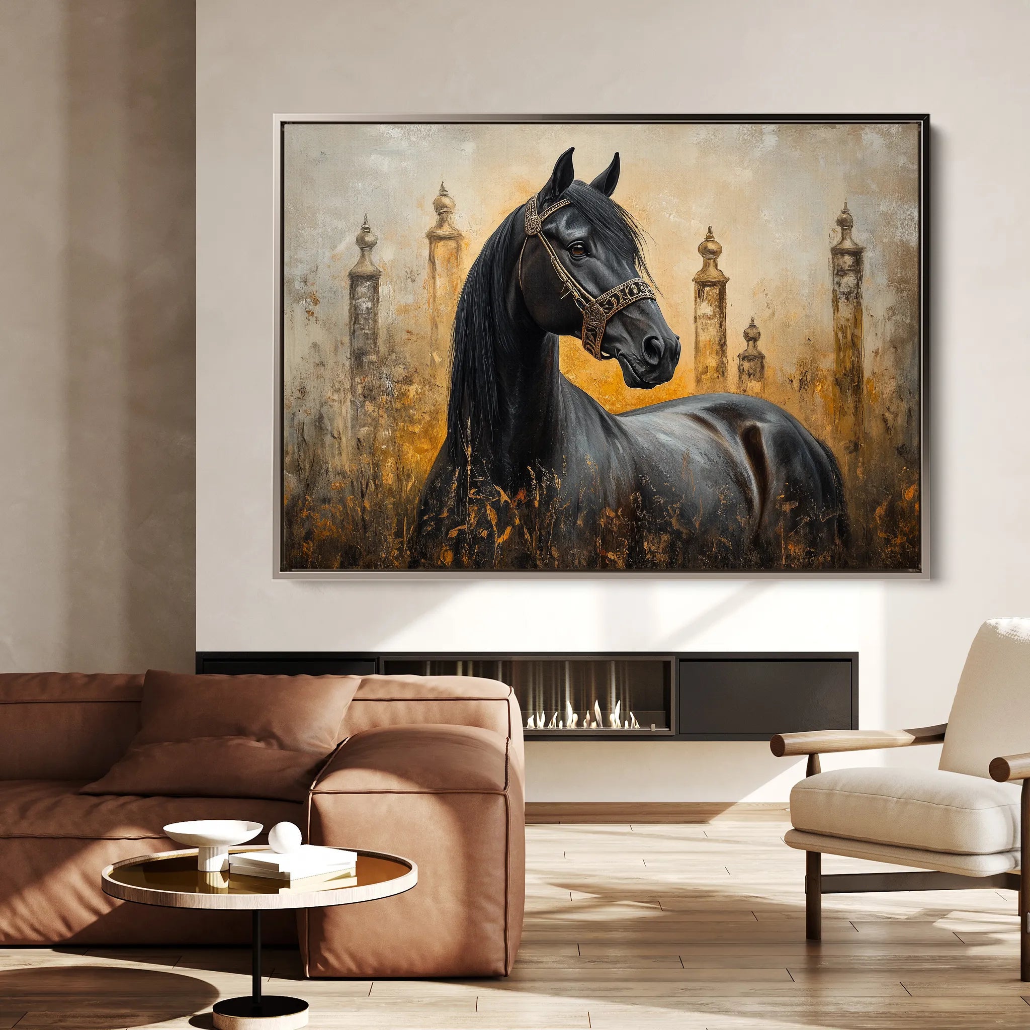 Horses 047 Canvas Art 18" x 24" / 45 x 60 cm / Black