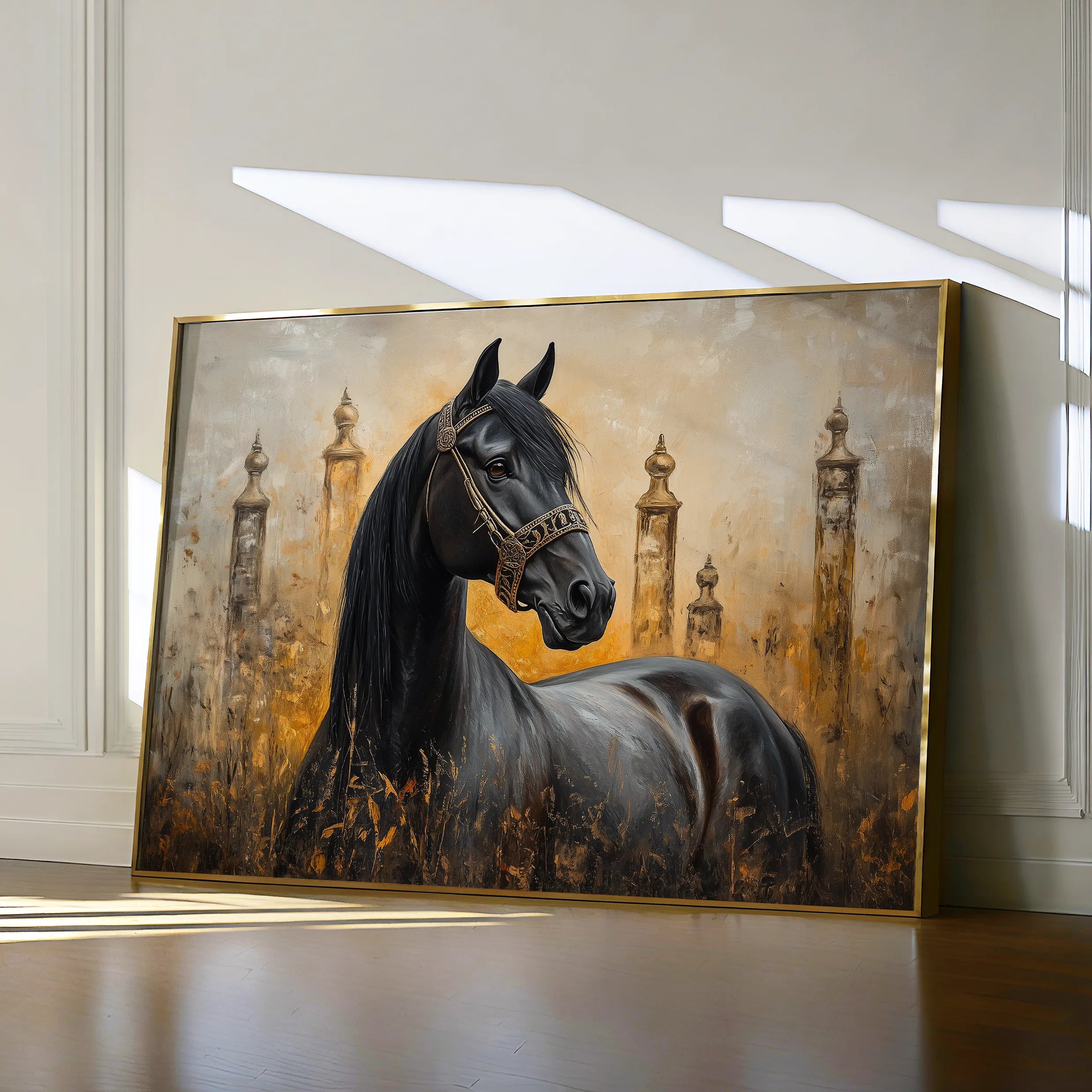 Horses 047 Canvas Art 18" x 24" / 45 x 60 cm / Black