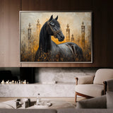 Horses 047 Canvas Art 18" x 24" / 45 x 60 cm / Black