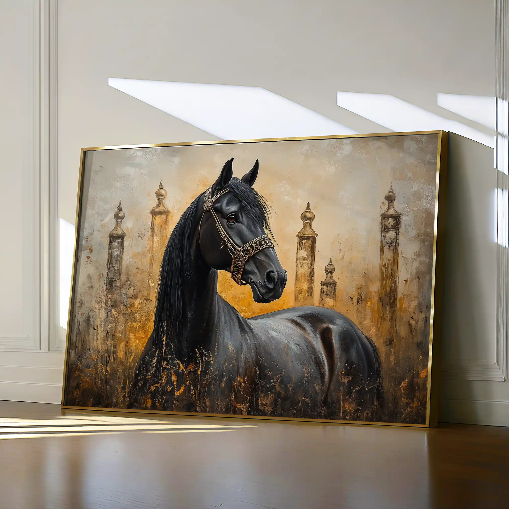 Horses 047 Canvas Art 60 x 40 cm / Black