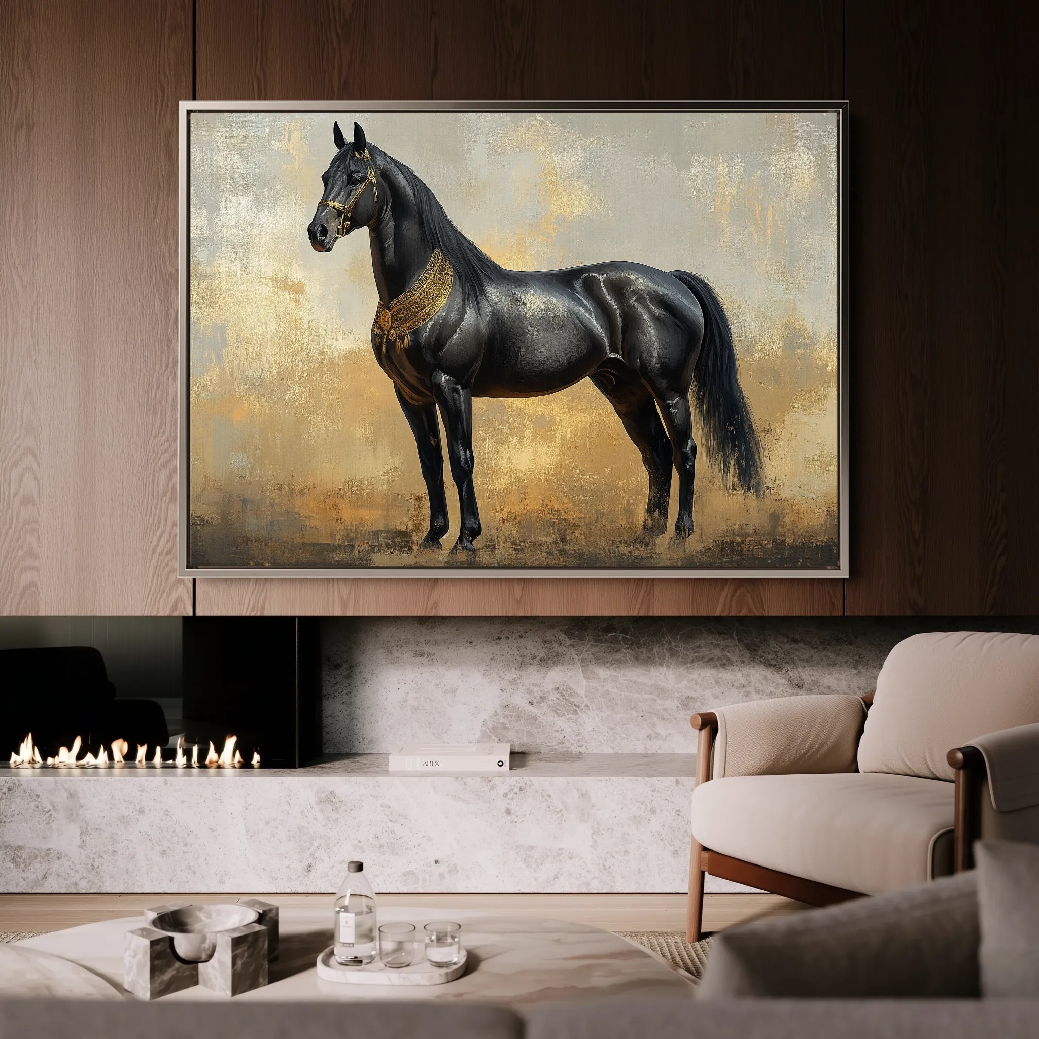Horses 048 Canvas Art 18" x 24" / 45 x 60 cm / Black
