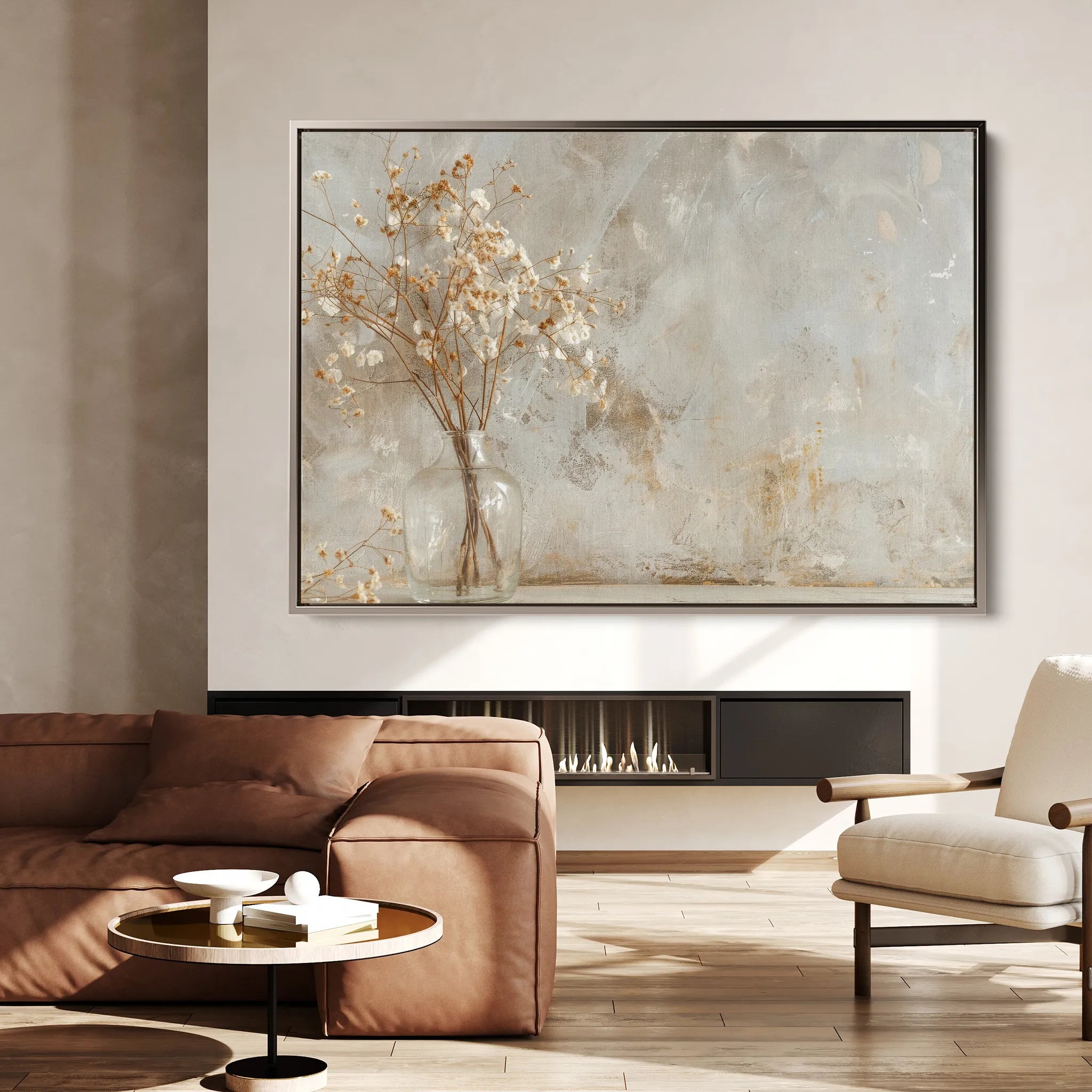 Floral 049 Canvas Art 18" x 24" / 45 x 60 cm / Black