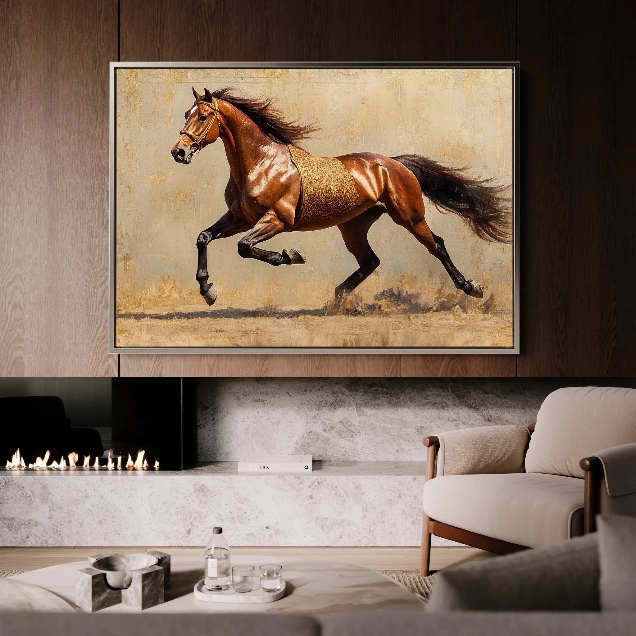 Horses 049 Canvas Art 18" x 24" / 45 x 60 cm / Black