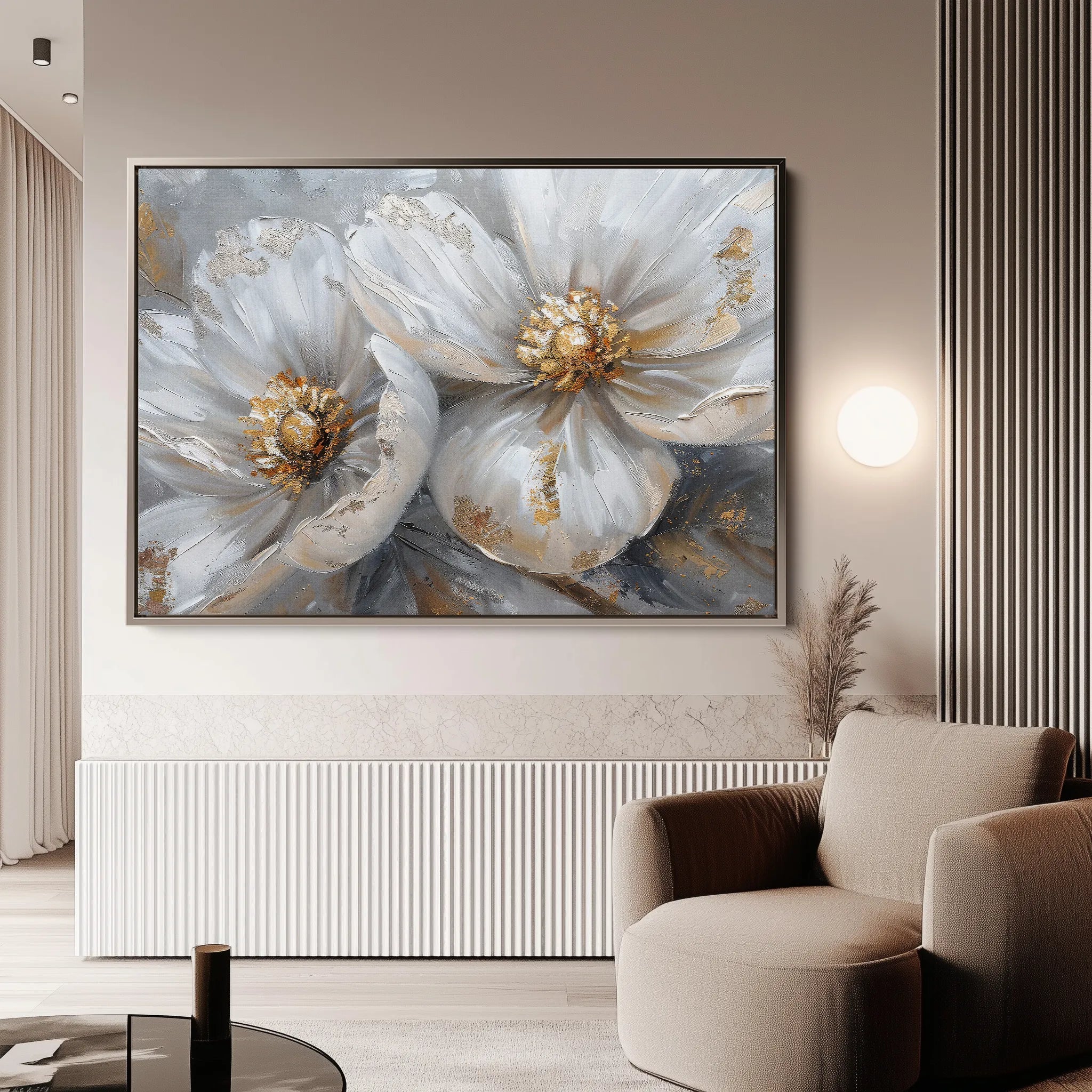 Floral 050 Canvas Art 18" x 24" / 45 x 60 cm / Black