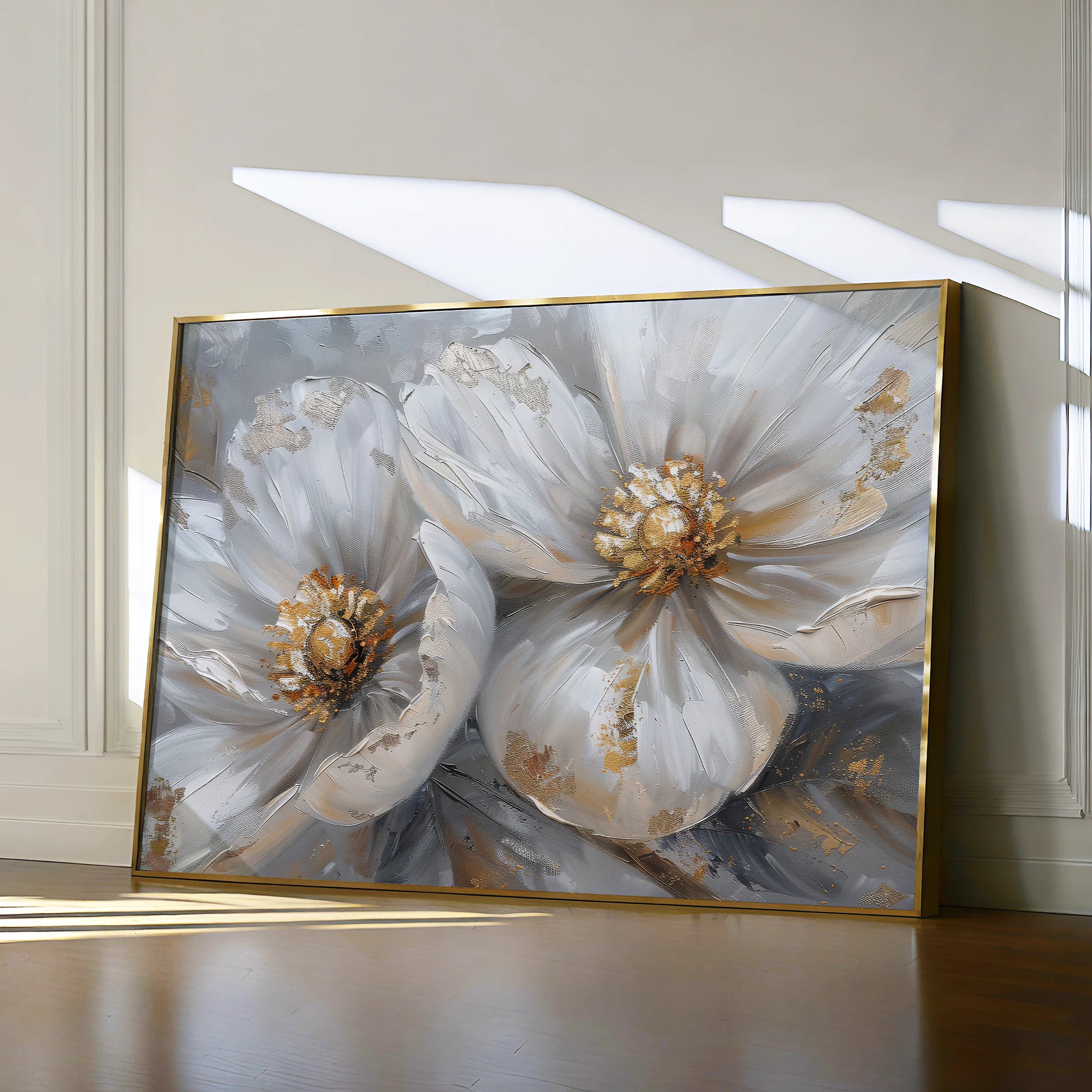 Floral 050 Canvas Art 18" x 24" / 45 x 60 cm / Black