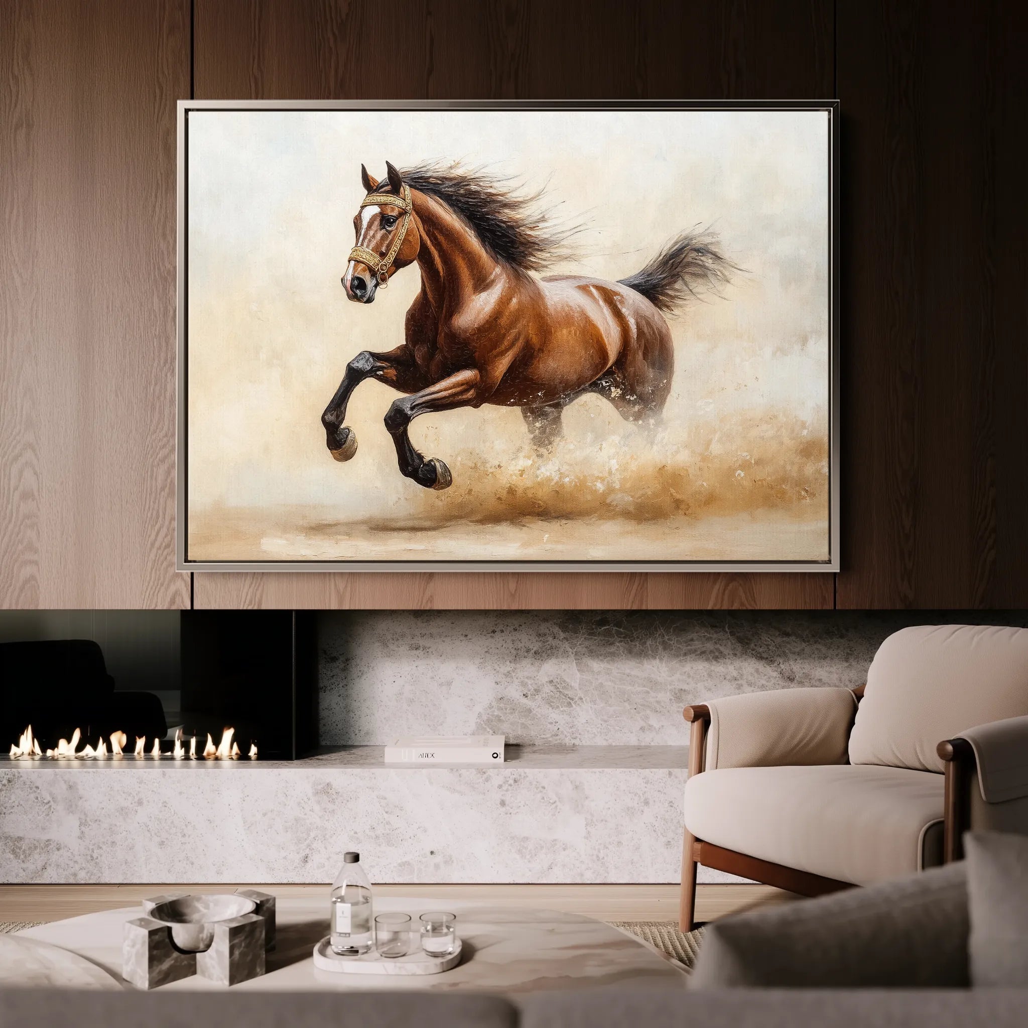 Horses 050 Canvas Art 18" x 24" / 45 x 60 cm / Black