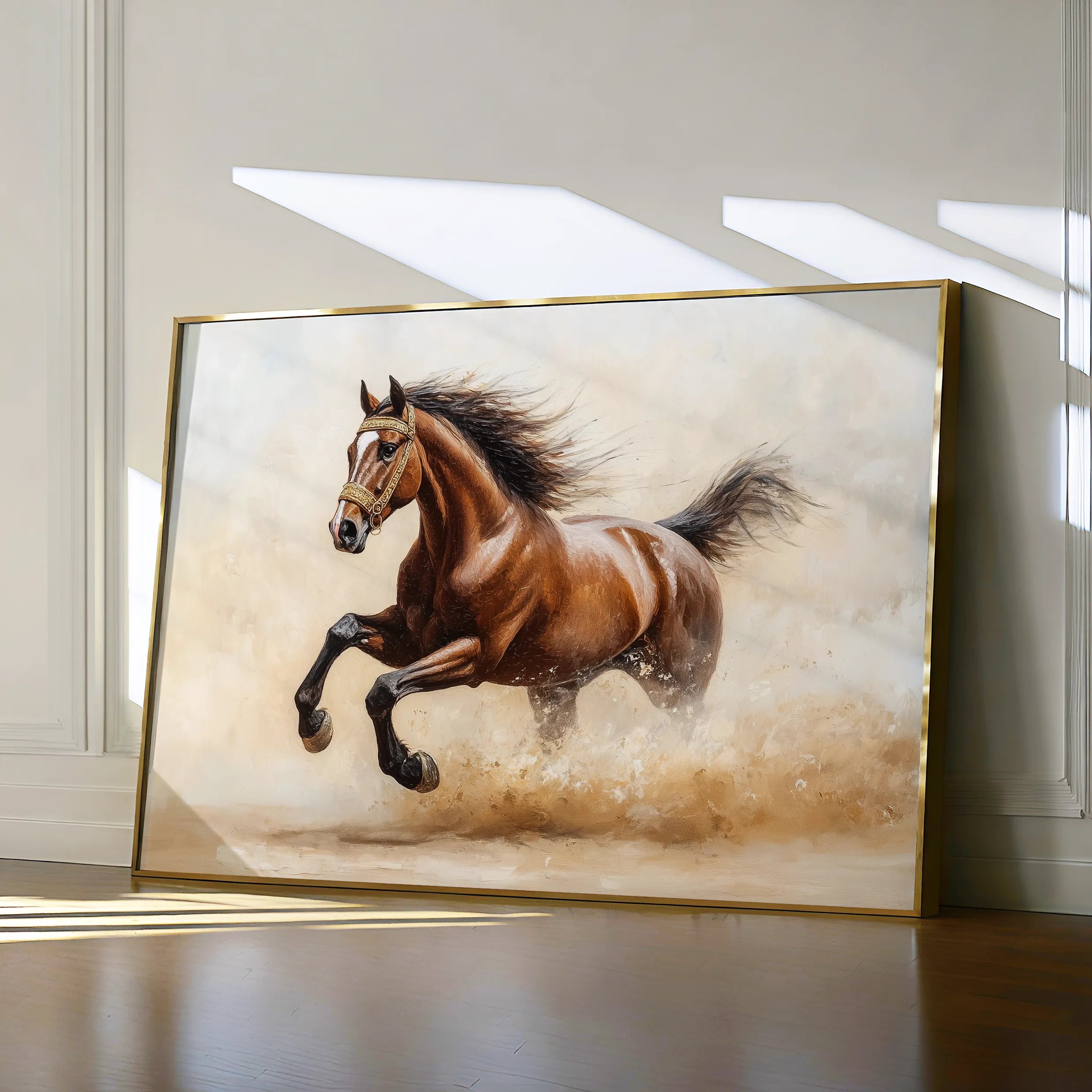 Horses 050 Canvas Art 18" x 24" / 45 x 60 cm / Black