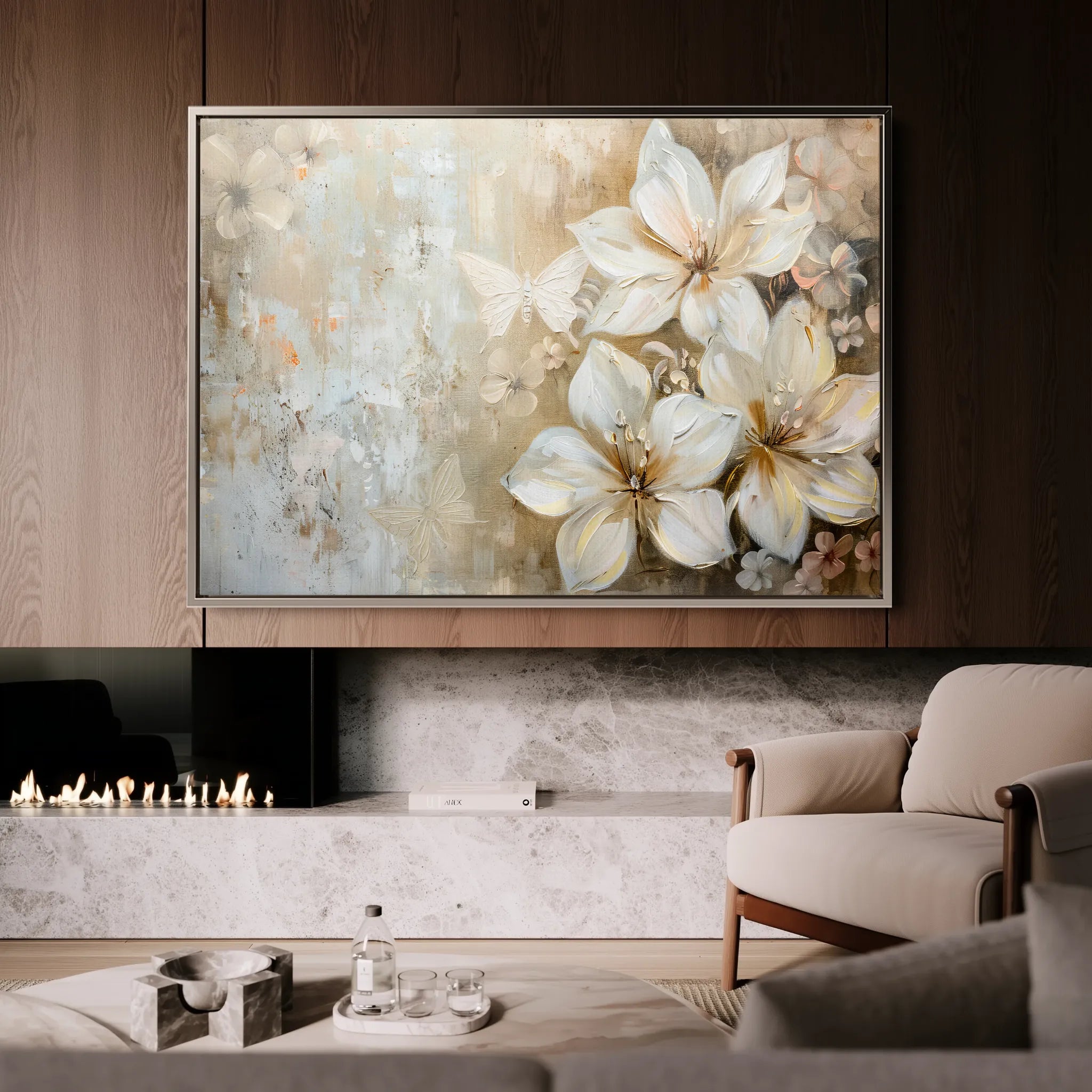 Floral 051 Canvas Art 18" x 24" / 45 x 60 cm / Black