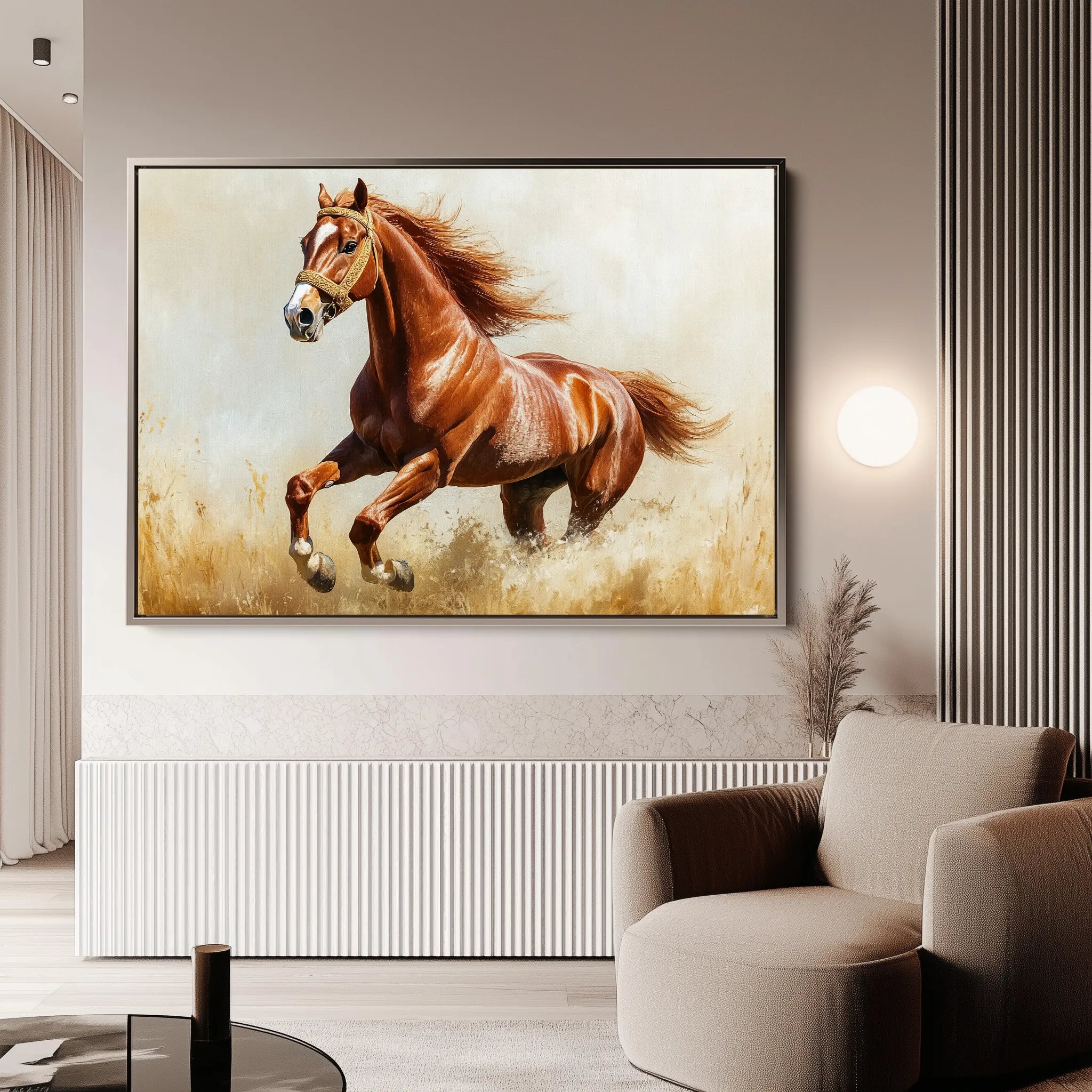 Horses 051 Canvas Art 18" x 24" / 45 x 60 cm / Black
