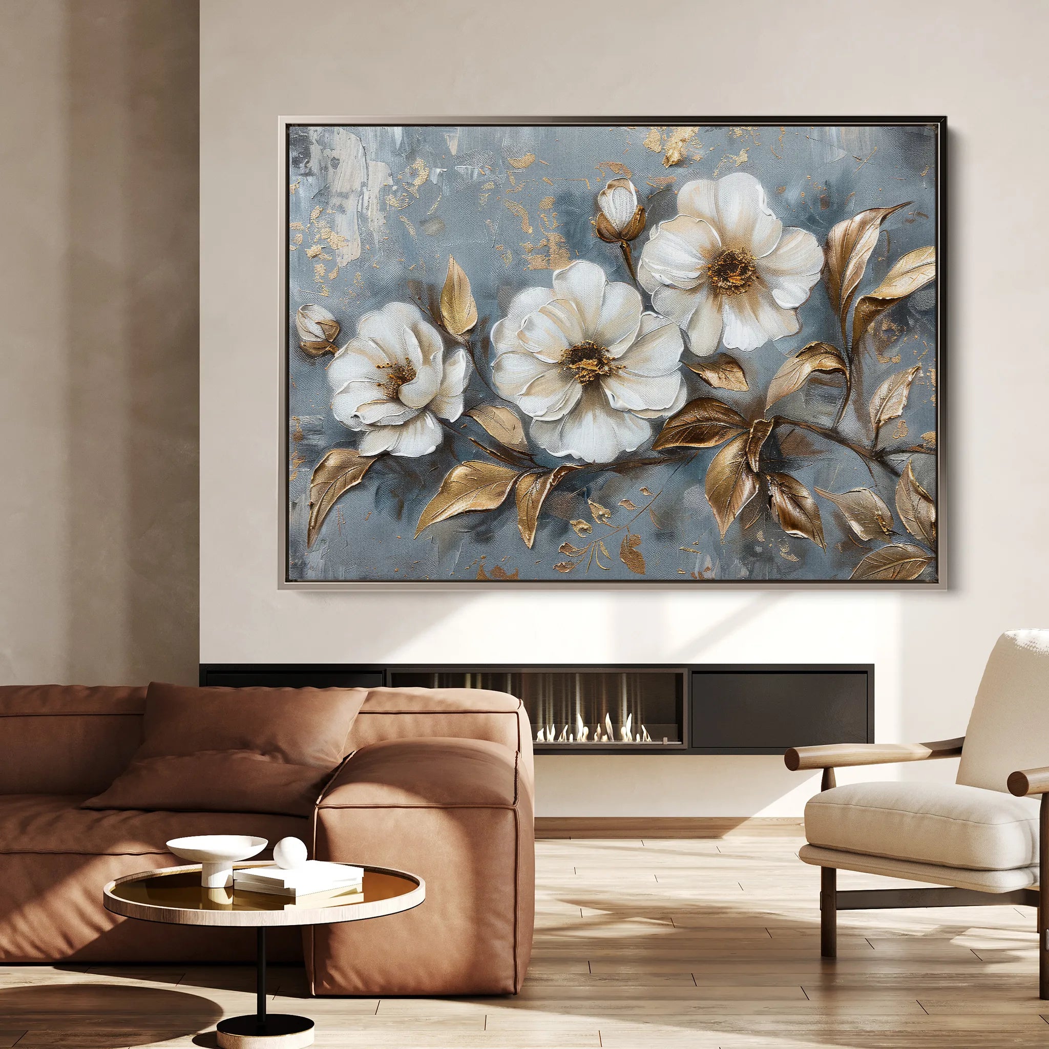Floral 052 Canvas Art 18" x 24" / 45 x 60 cm / Black