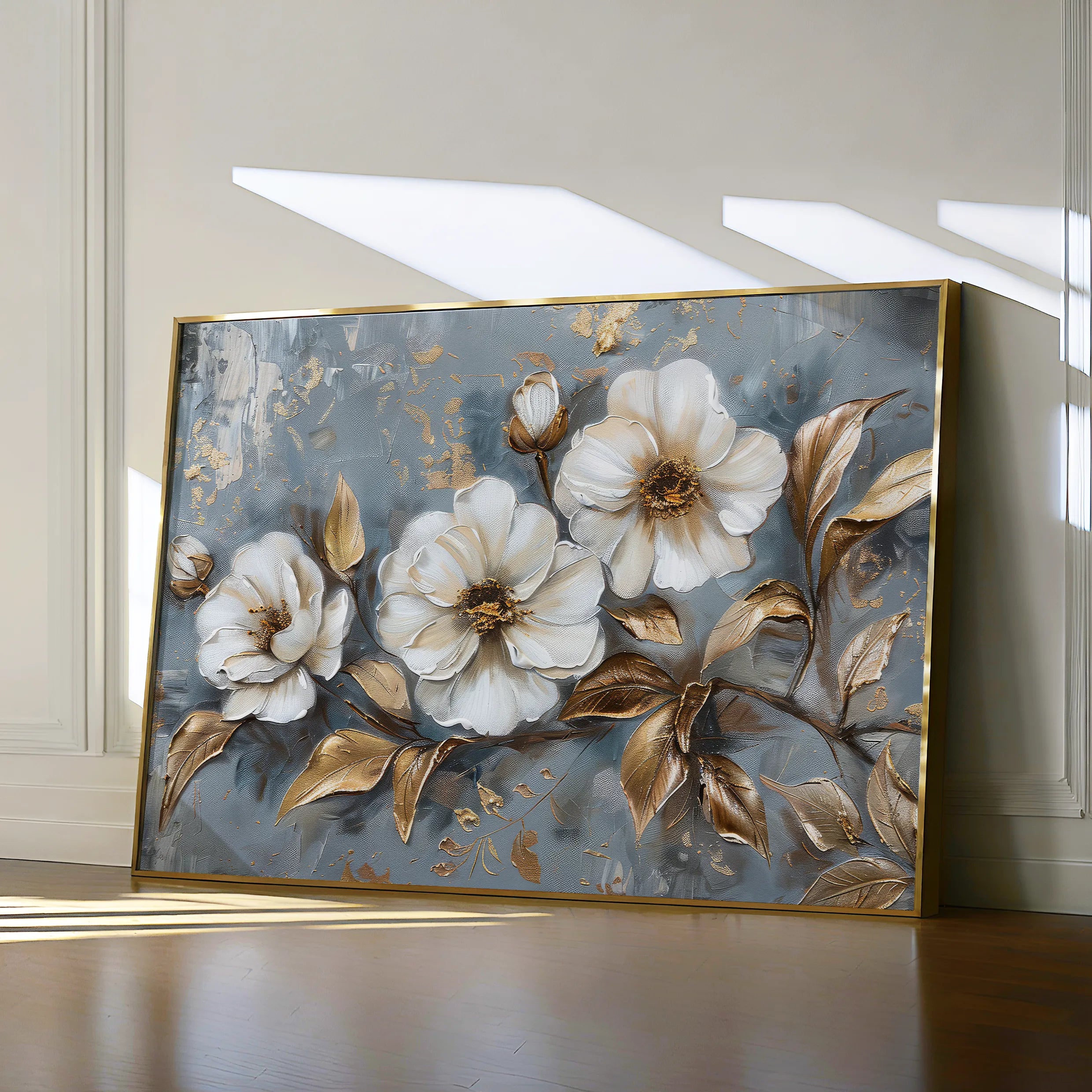 Floral 052 Canvas Art 18" x 24" / 45 x 60 cm / Black