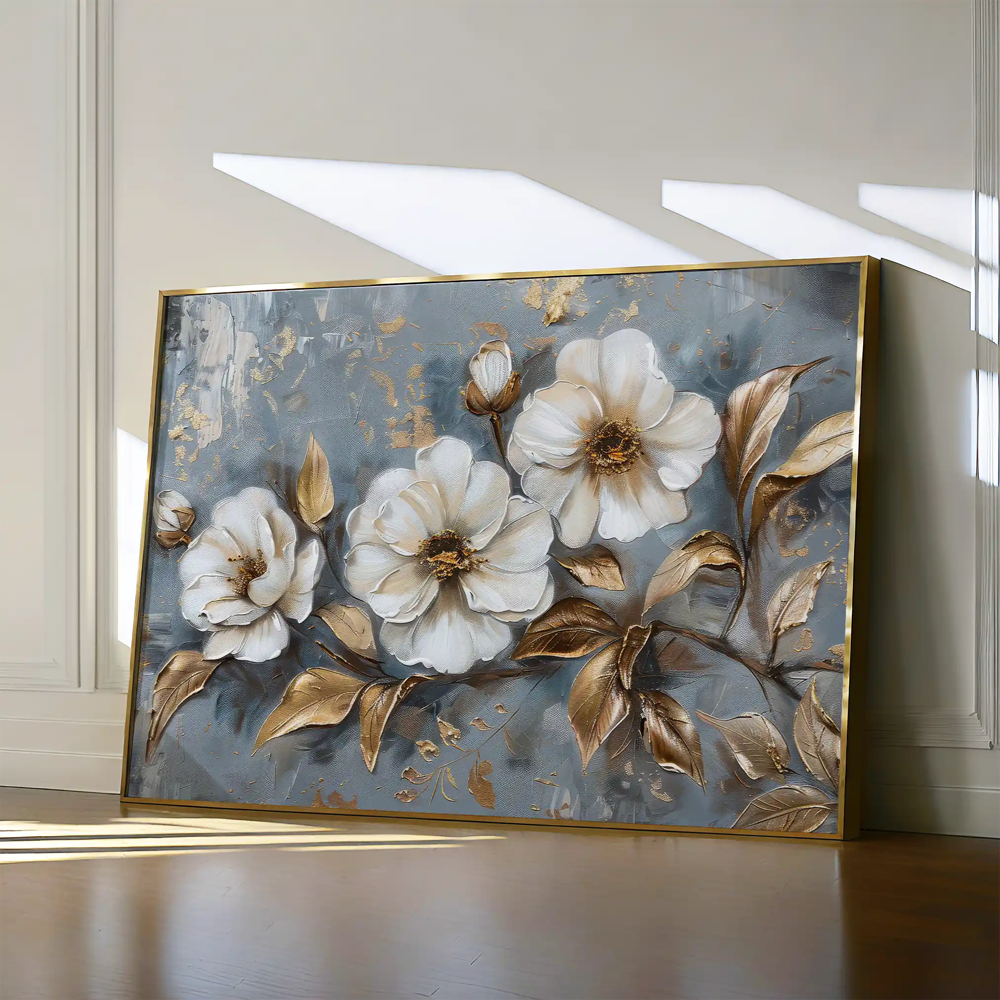 Floral 052 Canvas Art 60 x 40 cm / Black