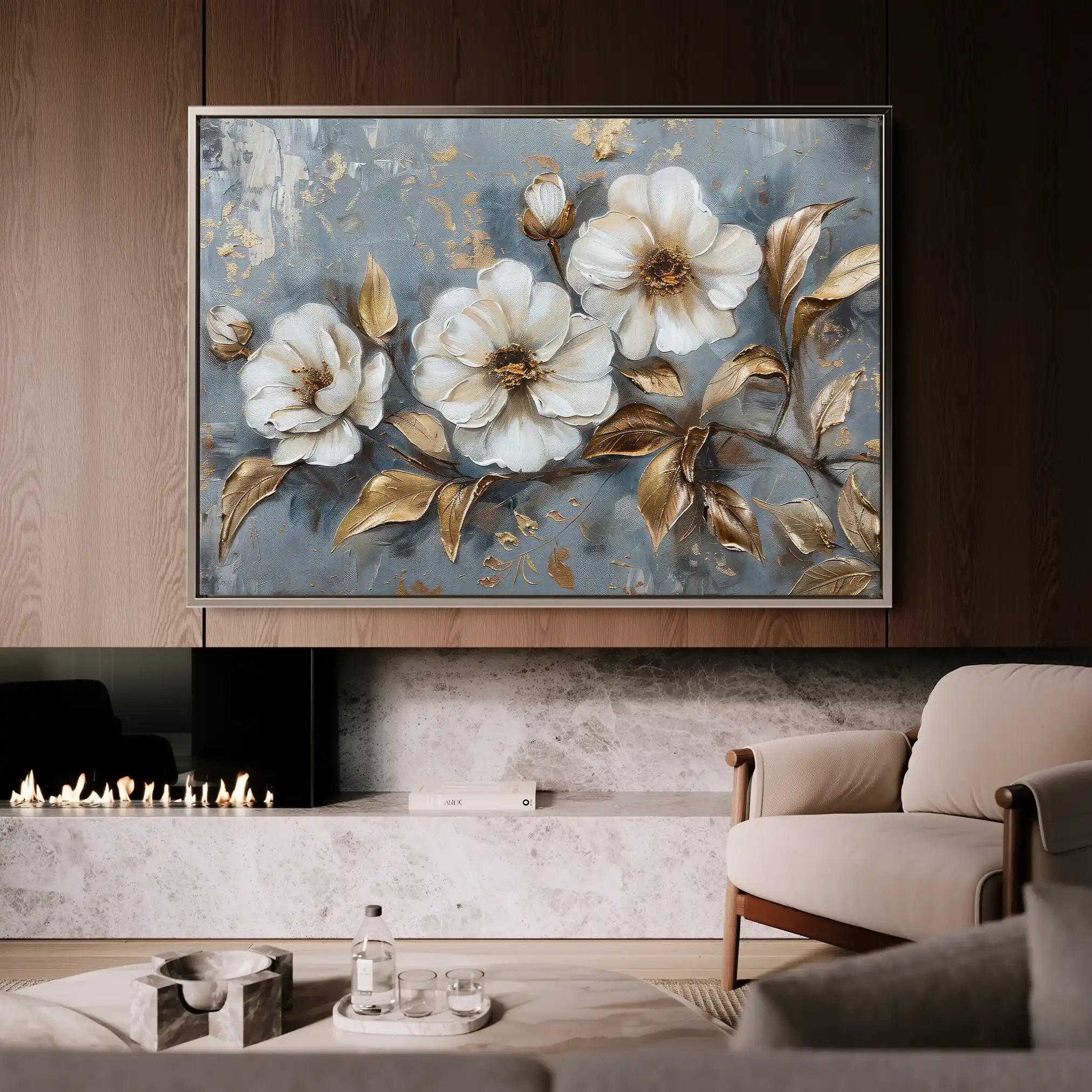 Floral 052 Canvas Art 60 x 40 cm / Black