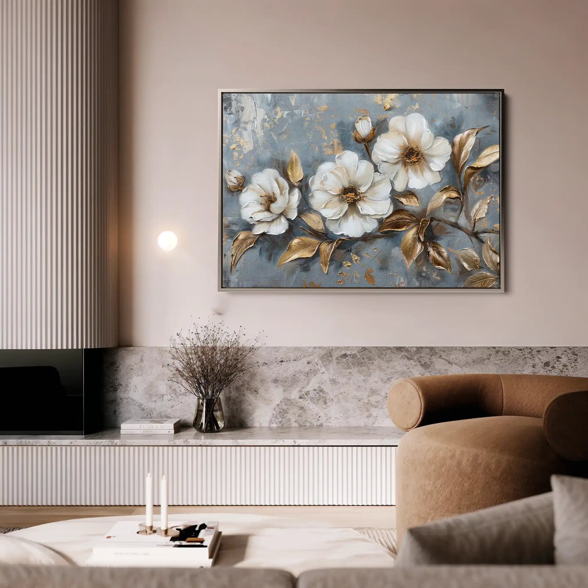 Floral 052 Canvas Art 60 x 40 cm / Black