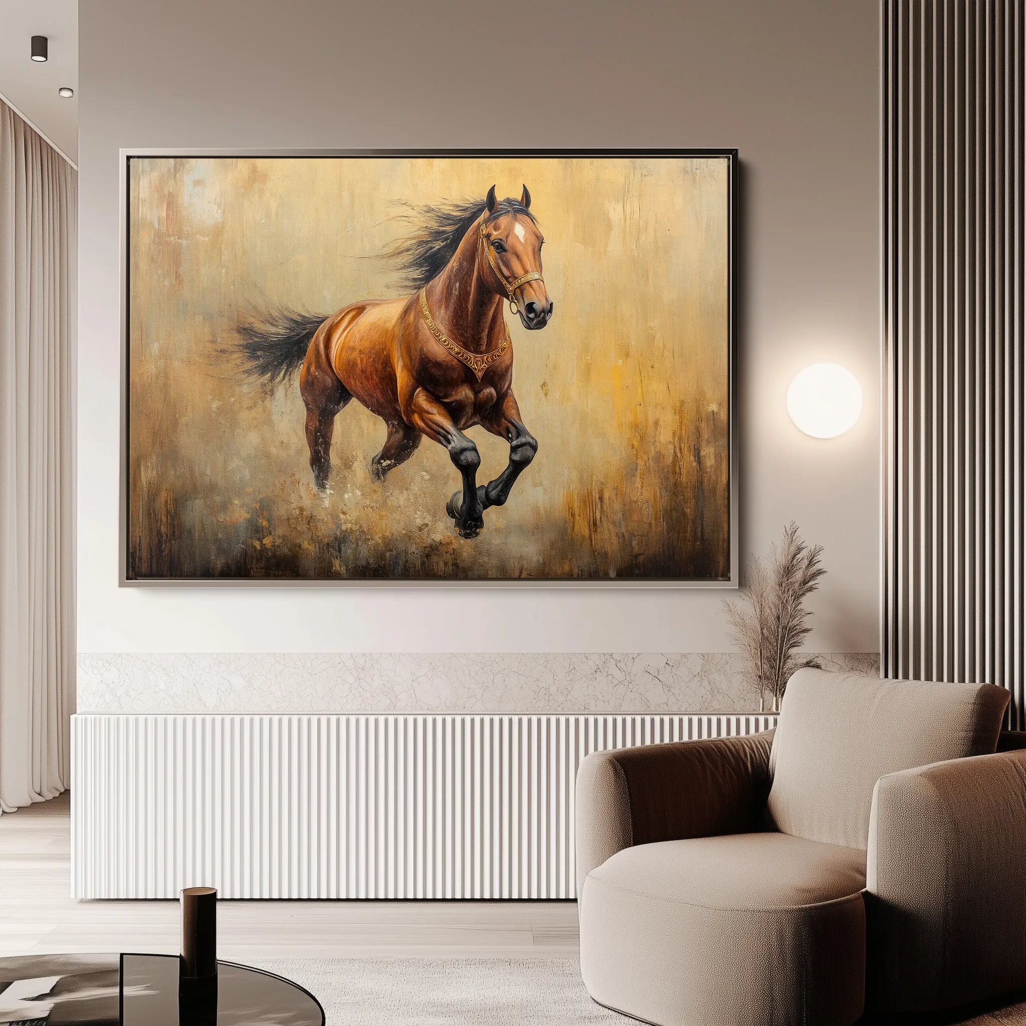 Horses 052 Canvas Art 18" x 24" / 45 x 60 cm / Black