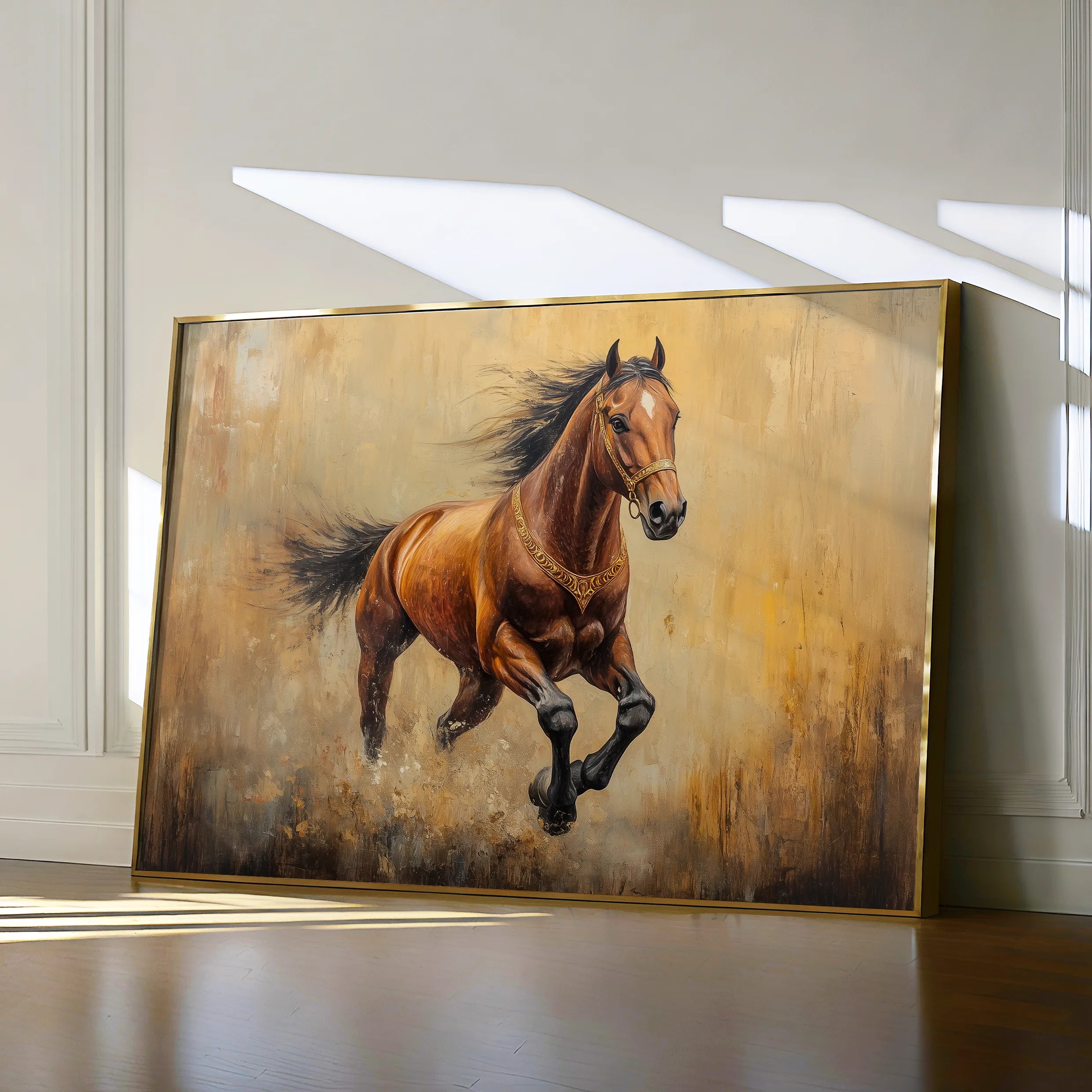 Horses 052 Canvas Art 18" x 24" / 45 x 60 cm / Black