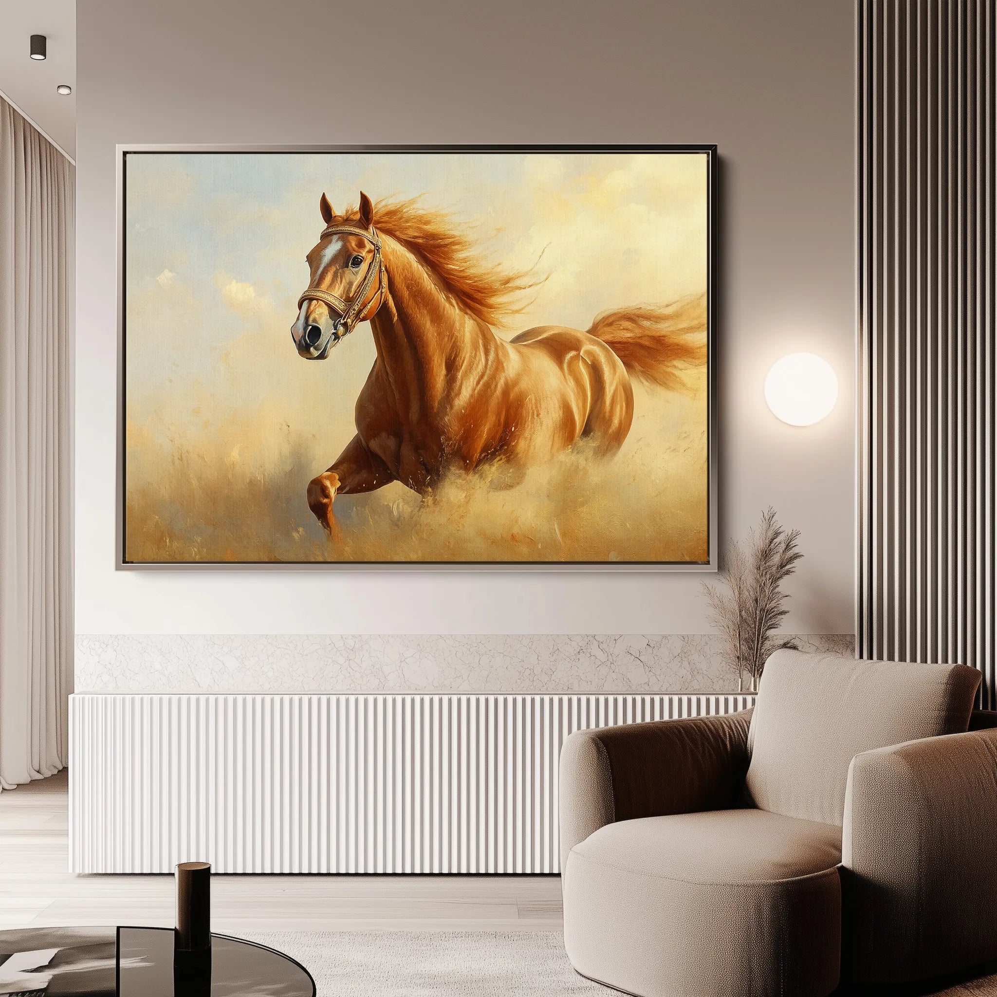 Horses 053 Canvas Art 18" x 24" / 45 x 60 cm / Black