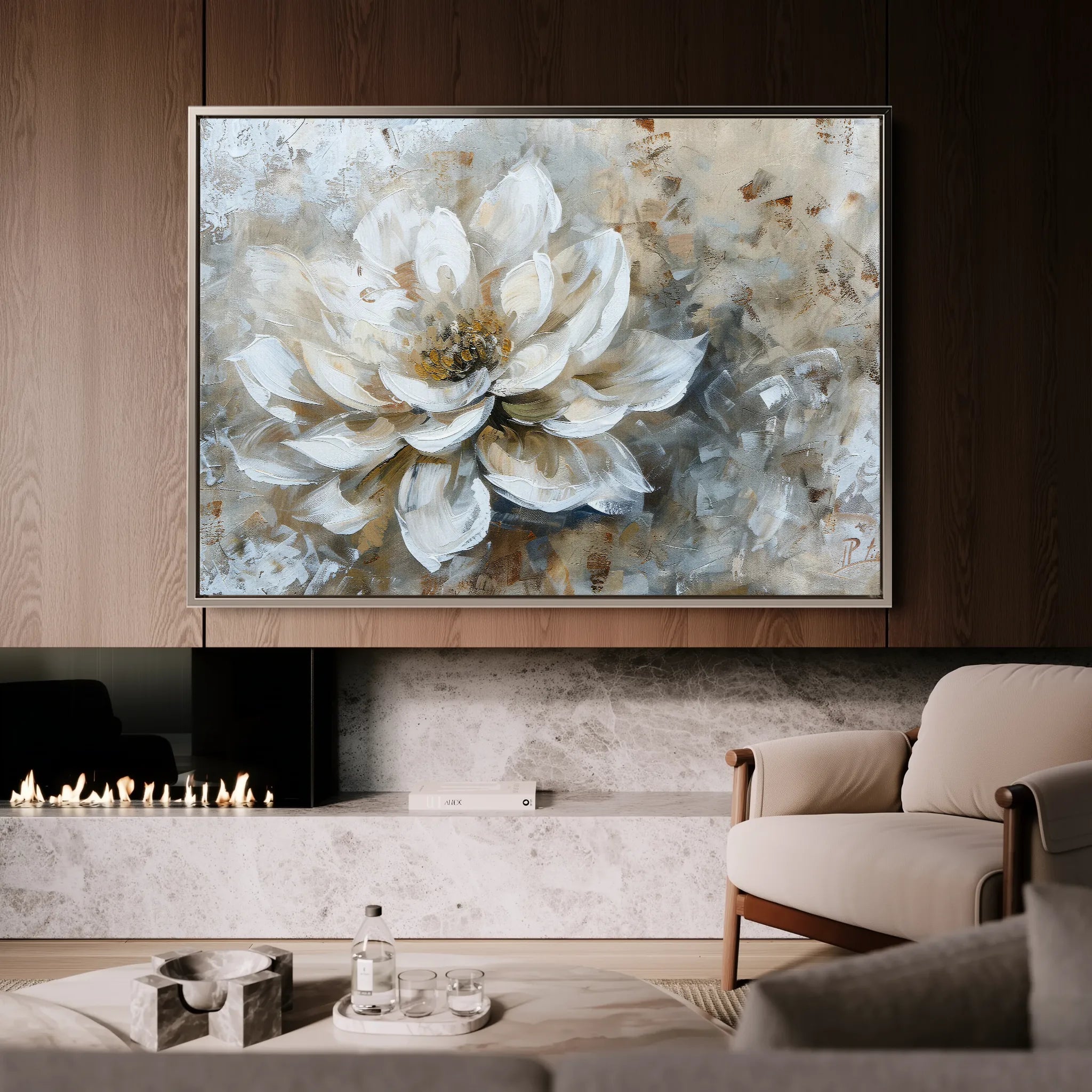 Floral 054 Canvas Art 18" x 24" / 45 x 60 cm / Black