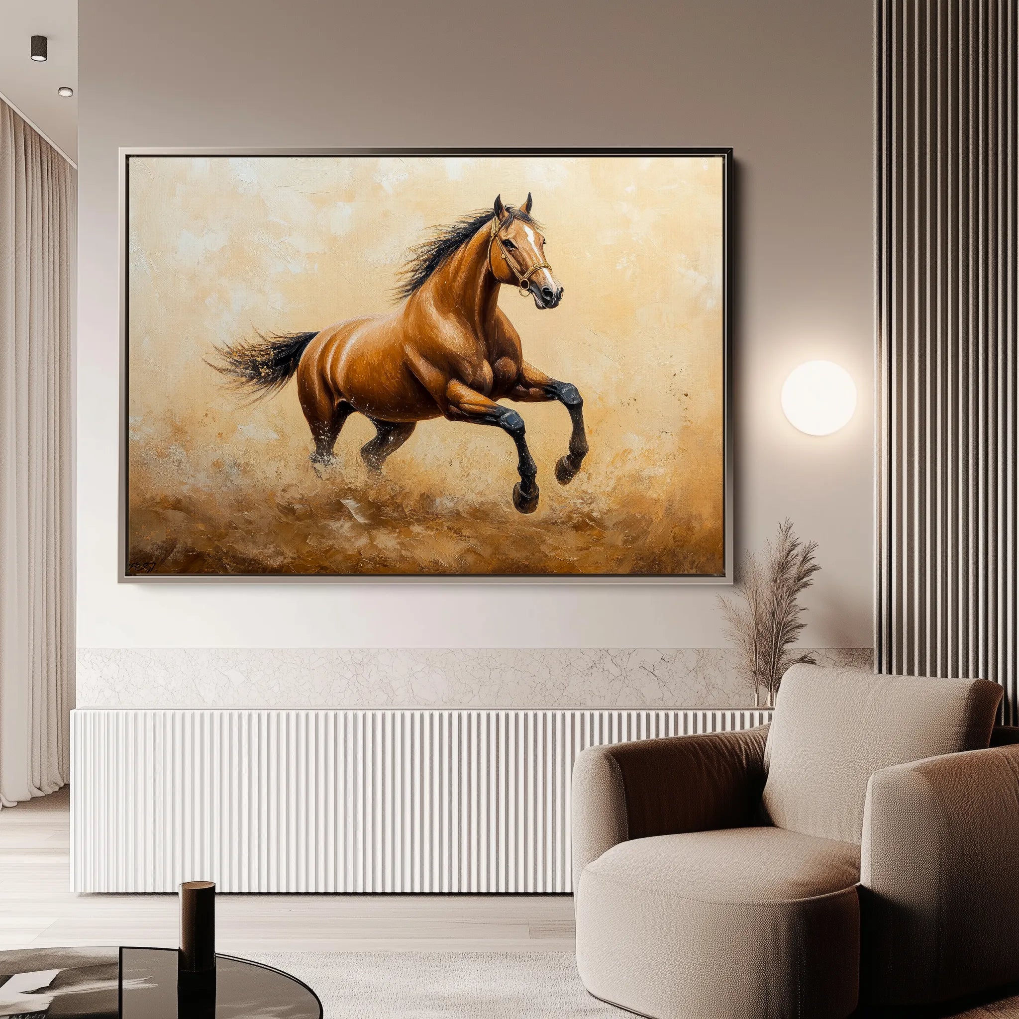 Horses 054 Canvas Art 18" x 24" / 45 x 60 cm / Black