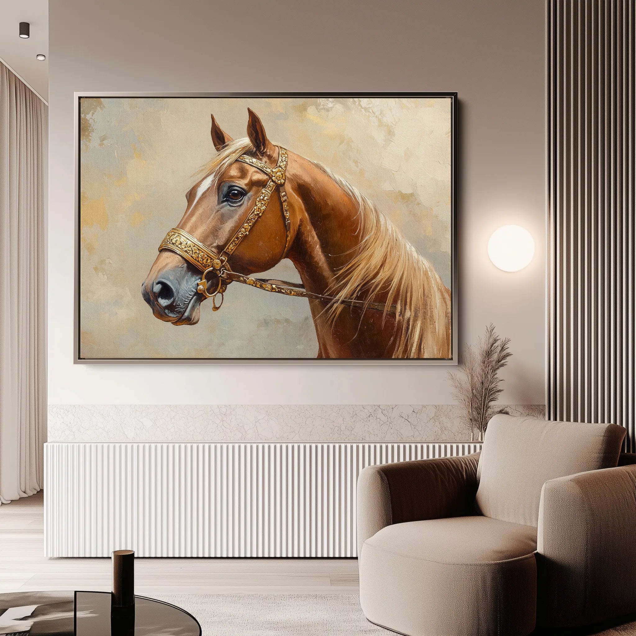 Horses 055 Canvas Art 18" x 24" / 45 x 60 cm / Black