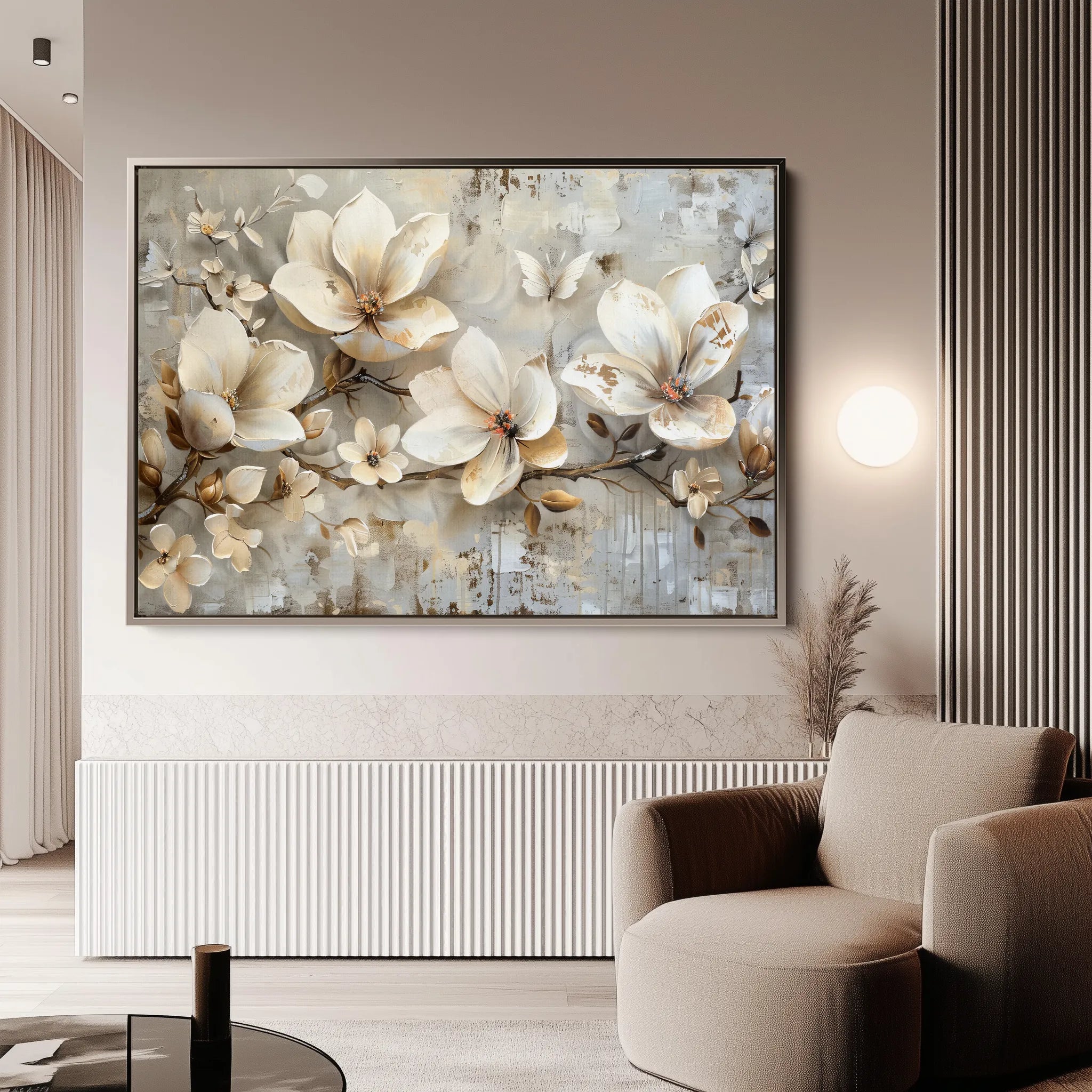 Floral 056 Canvas Art 18" x 24" / 45 x 60 cm / Black