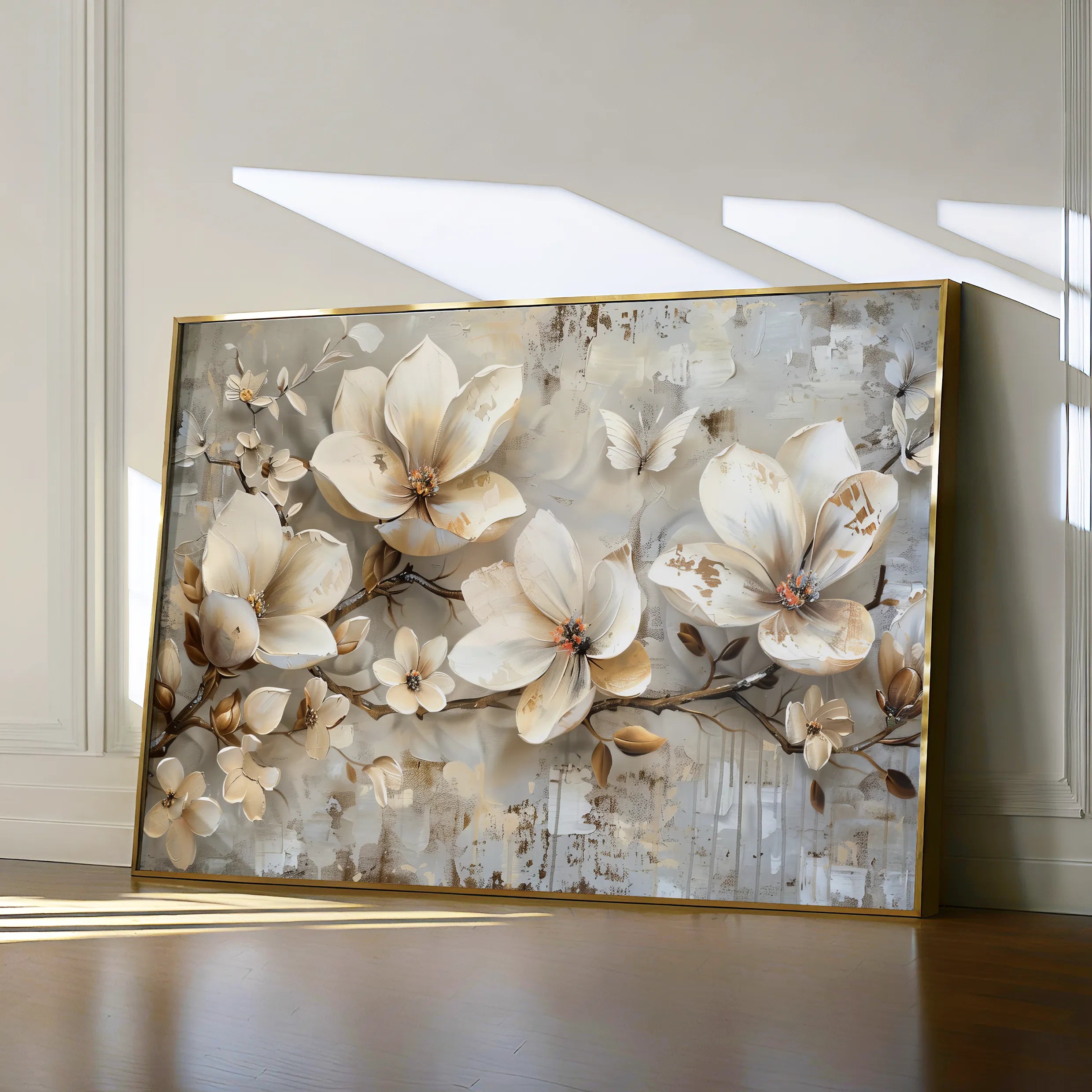 Floral 056 Canvas Art 18" x 24" / 45 x 60 cm / Black