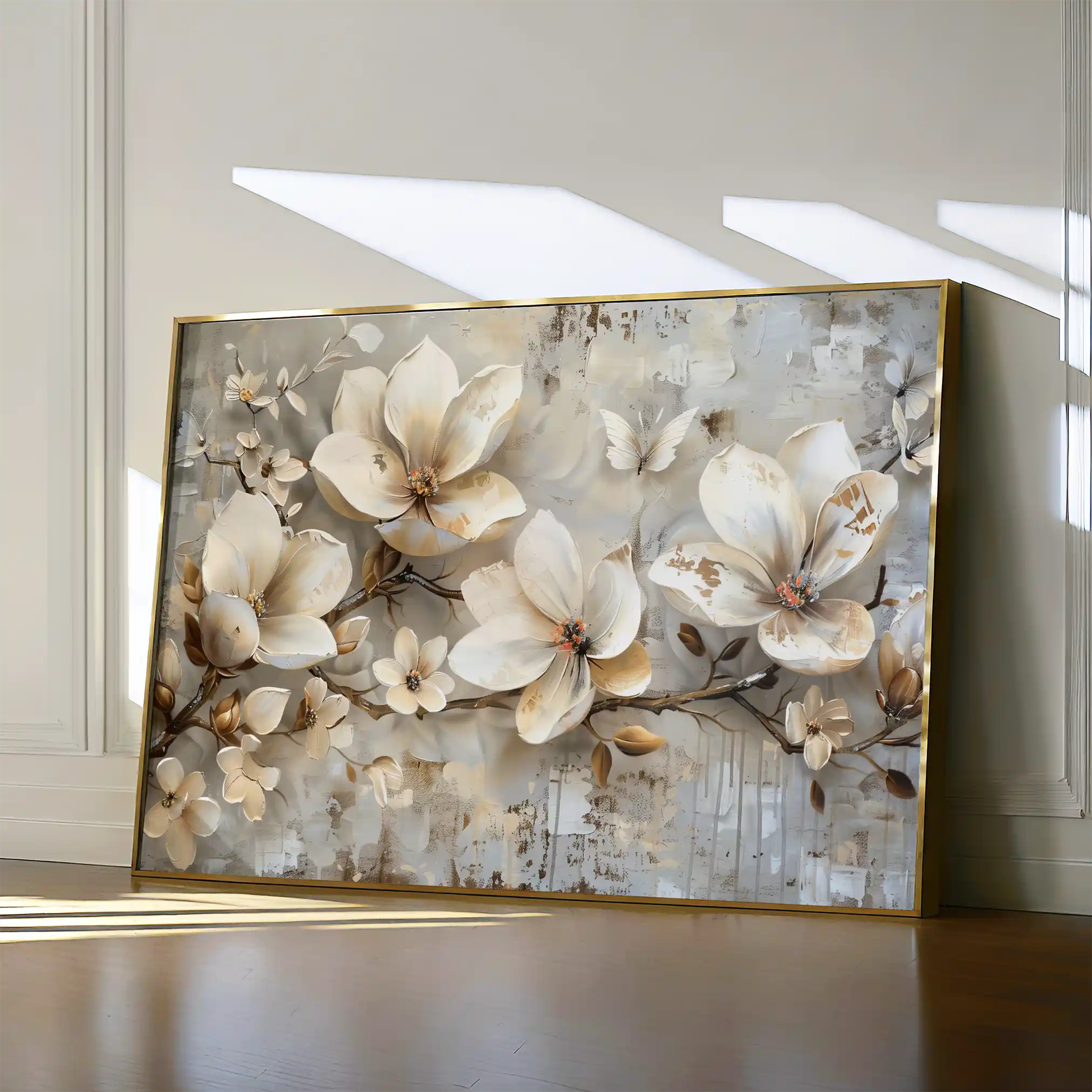 Floral 056 Canvas Art 60 x 40 cm / Black